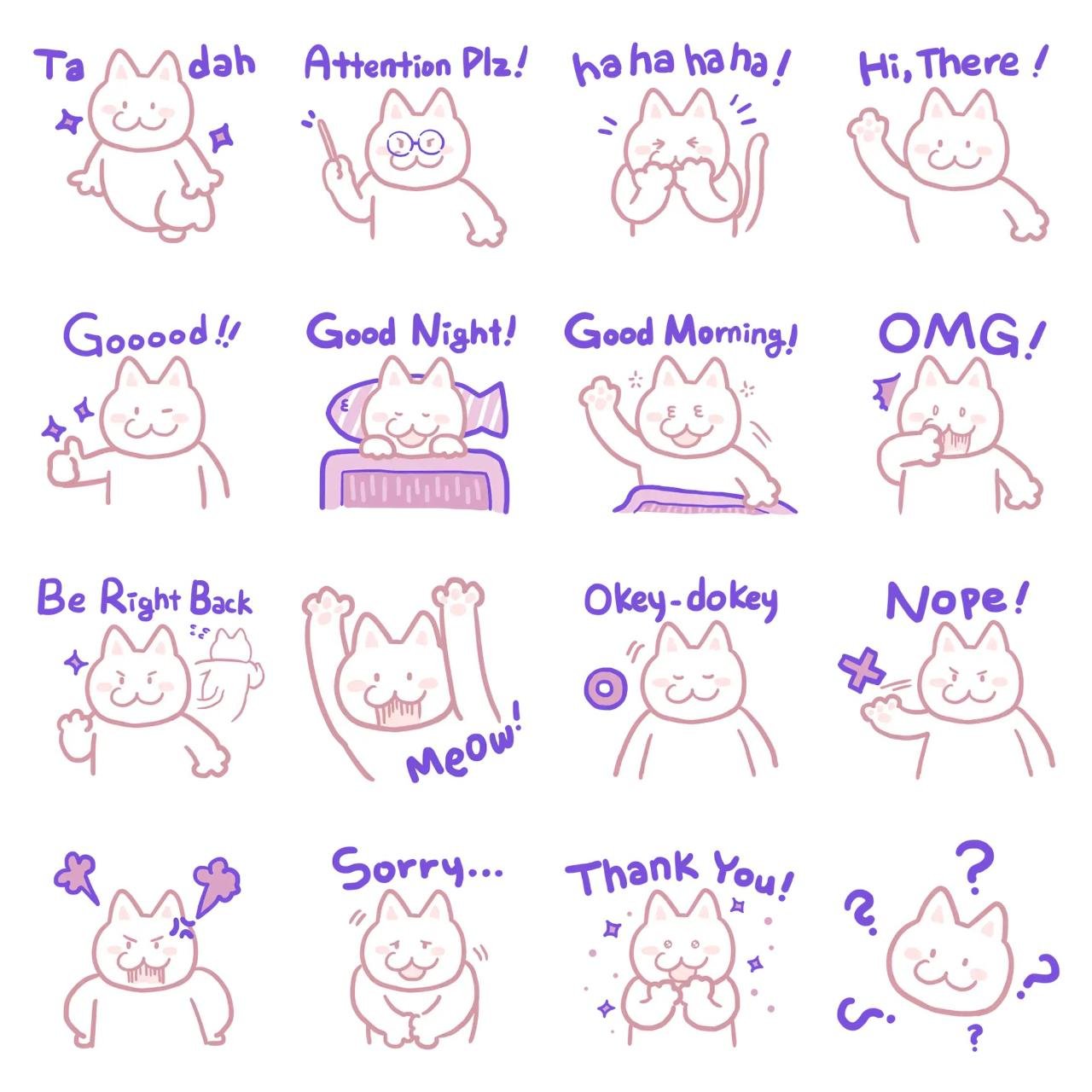 I Love Cats. I Love Every Kind of Cat. emotion,adjective sticker pack for Whatsapp, Telegram, Signal, and others chatting and message apps