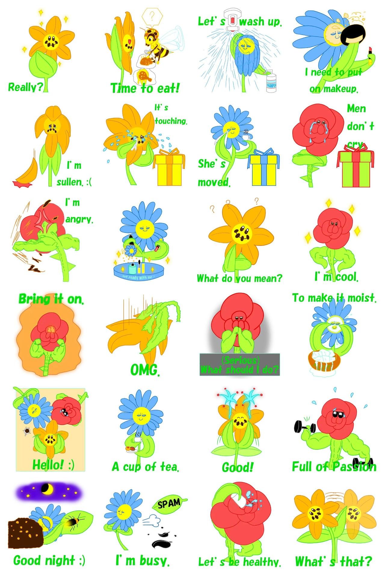 Lily Rose Daisy Plants sticker pack for Whatsapp, Telegram, Signal, and others chatting and message apps