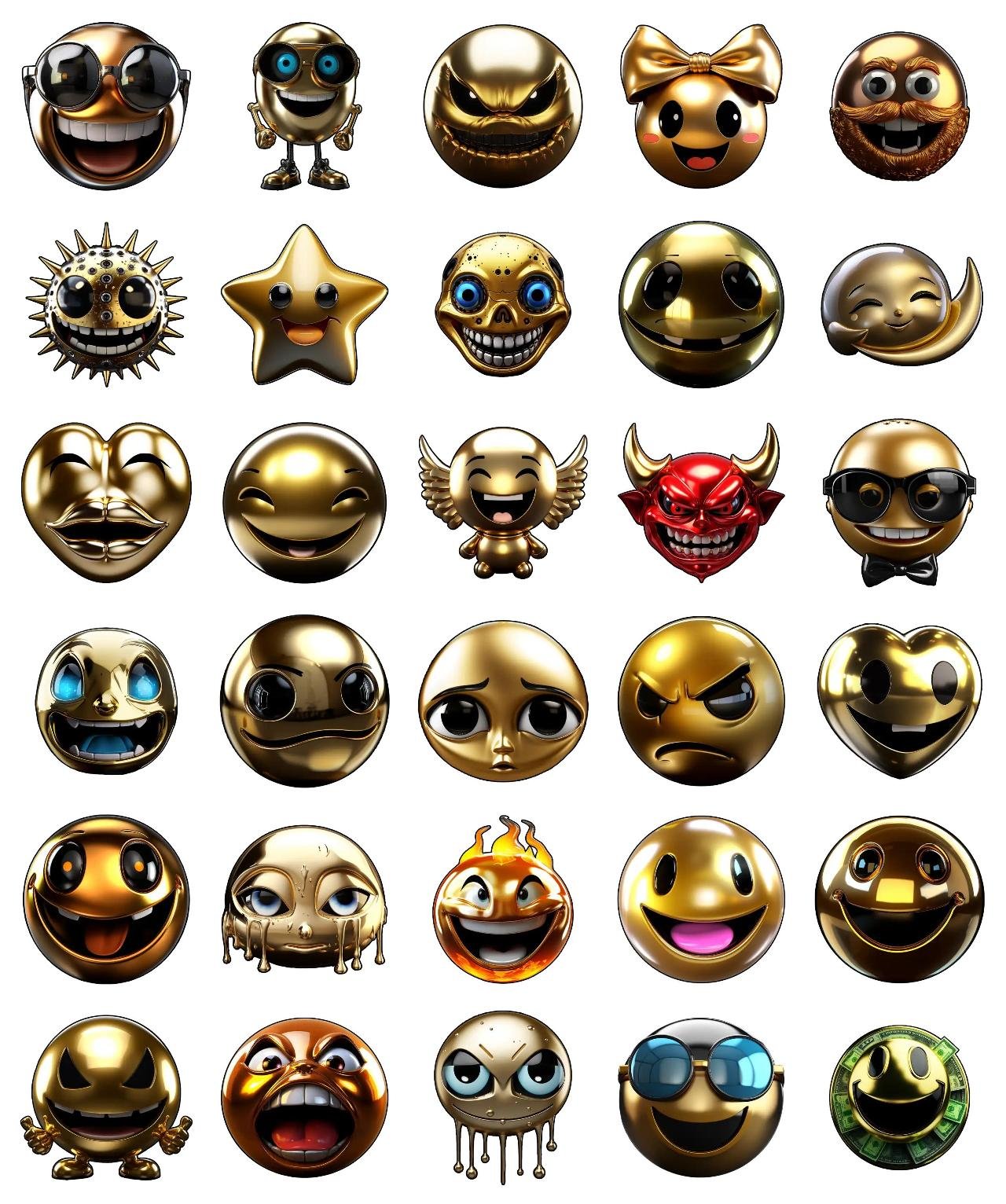 Gold Emoji Etc,Animation/Cartoon,Gag sticker pack for Whatsapp, Telegram, Signal, and others chatting and message apps