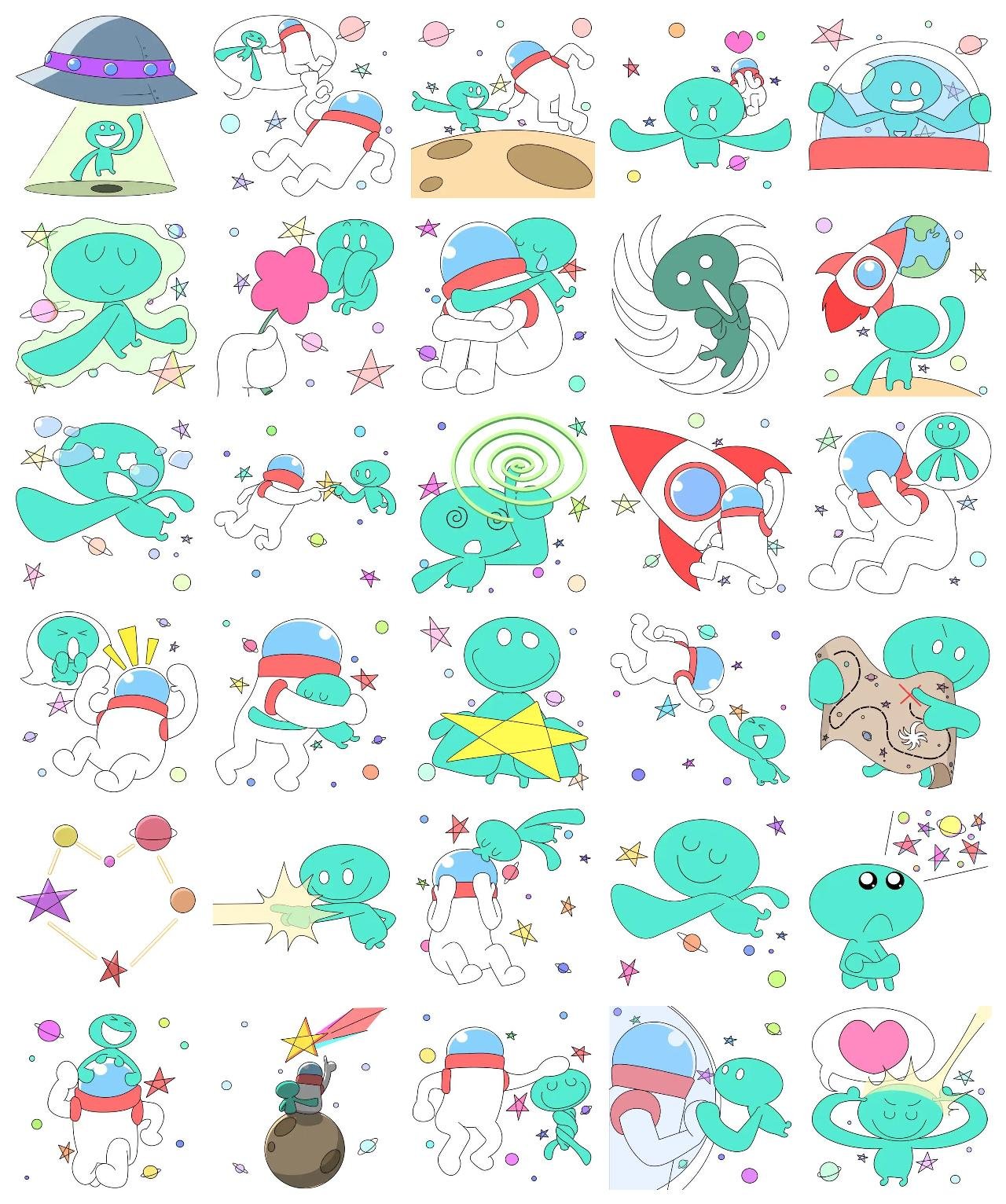 alien, WIMBBIM and earthlings Romance,People,Etc sticker pack for Whatsapp, Telegram, Signal, and others chatting and message apps