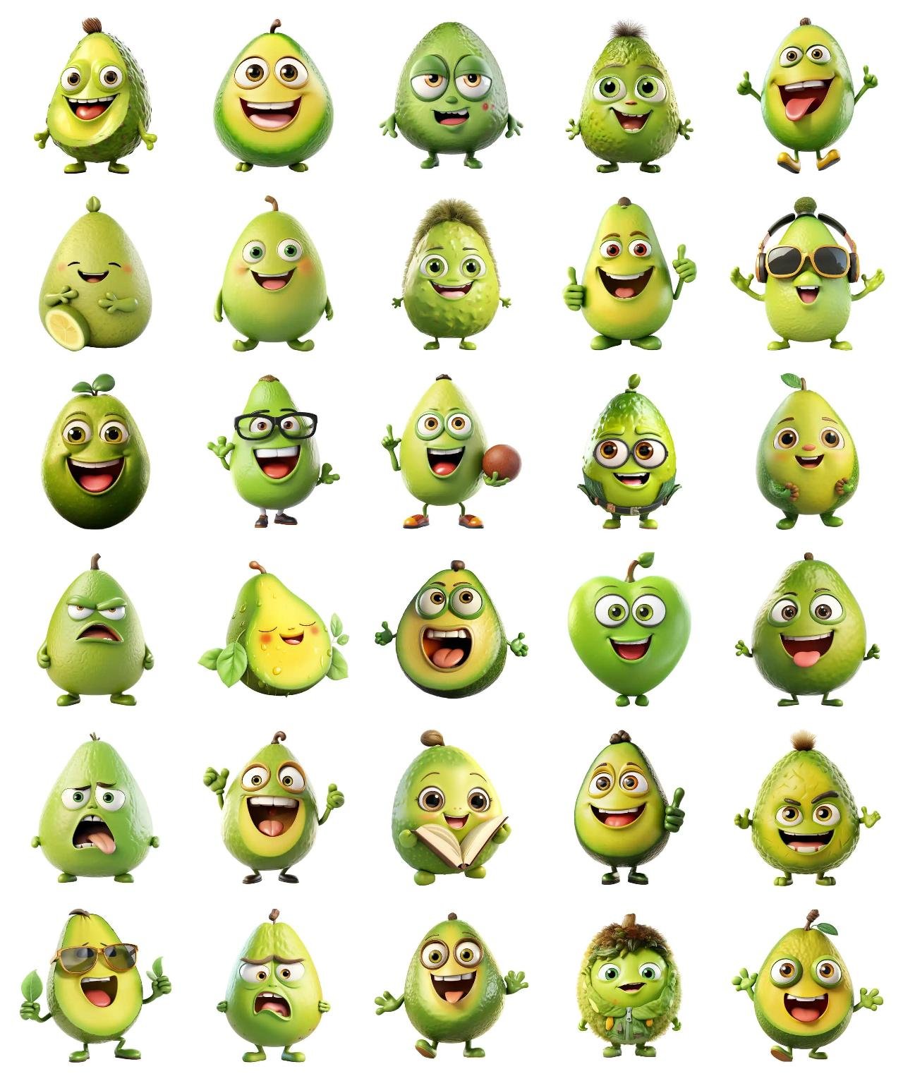 Funny Avocado Plants,Food/Drink,Animation/Cartoon sticker pack for Whatsapp, Telegram, Signal, and others chatting and message apps