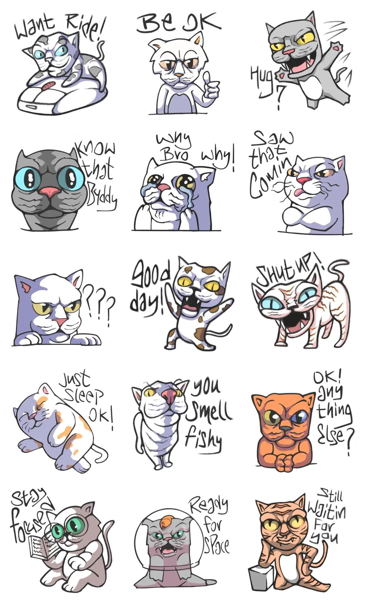 Witty kitties 2 Animals,Animation/Cartoon,Phrases sticker pack for Whatsapp, Telegram, Signal, and others chatting and message apps