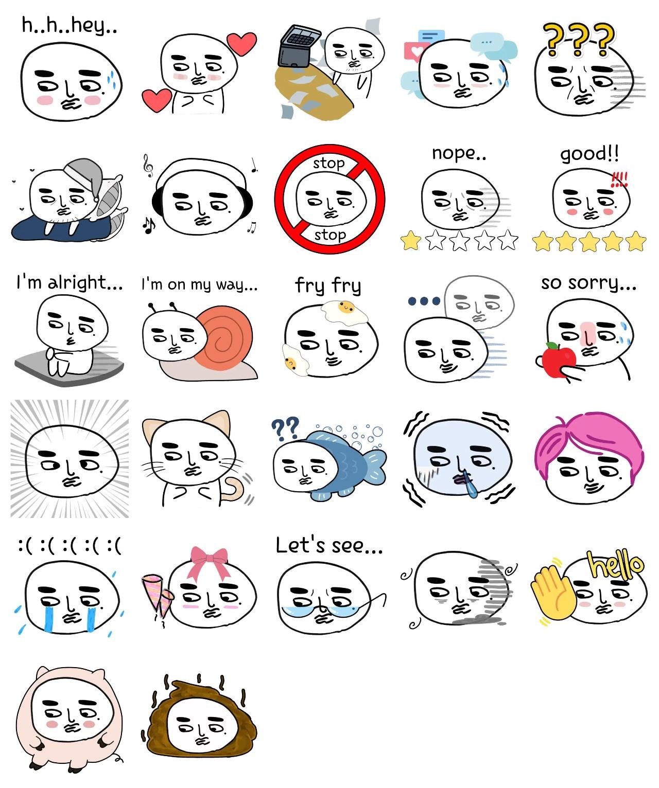 shy man Etc,Gag,Animation/Cartoon sticker pack for Whatsapp, Telegram, Signal, and others chatting and message apps