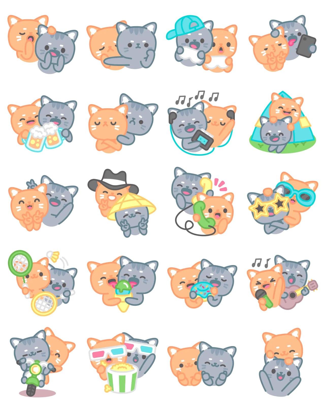 Cat and friends Animals,Animation/Cartoon,Romance sticker pack for Whatsapp, Telegram, Signal, and others chatting and message apps