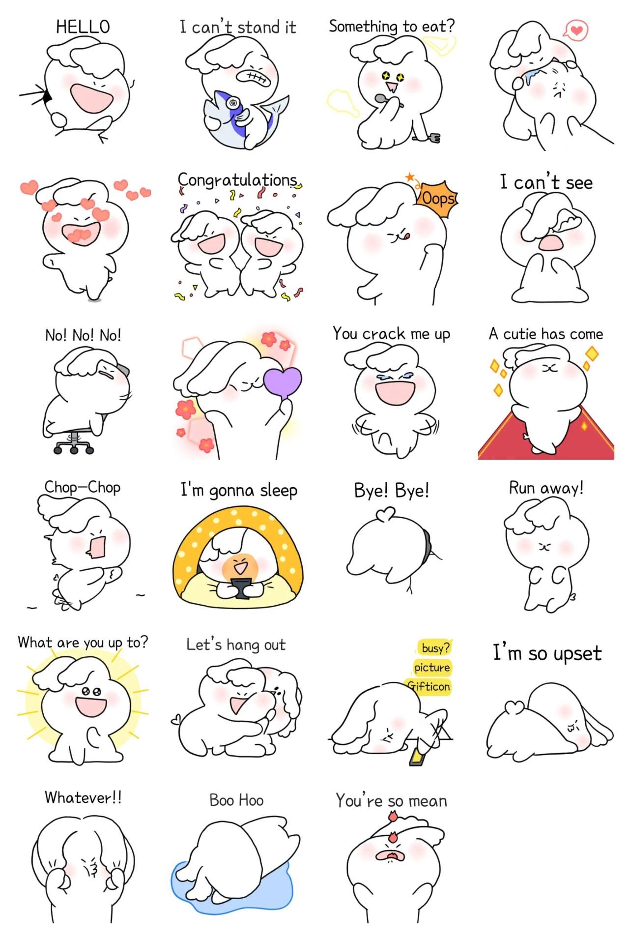 A cutie has come Animation/Cartoon,emotion sticker pack for Whatsapp, Telegram, Signal, and others chatting and message apps