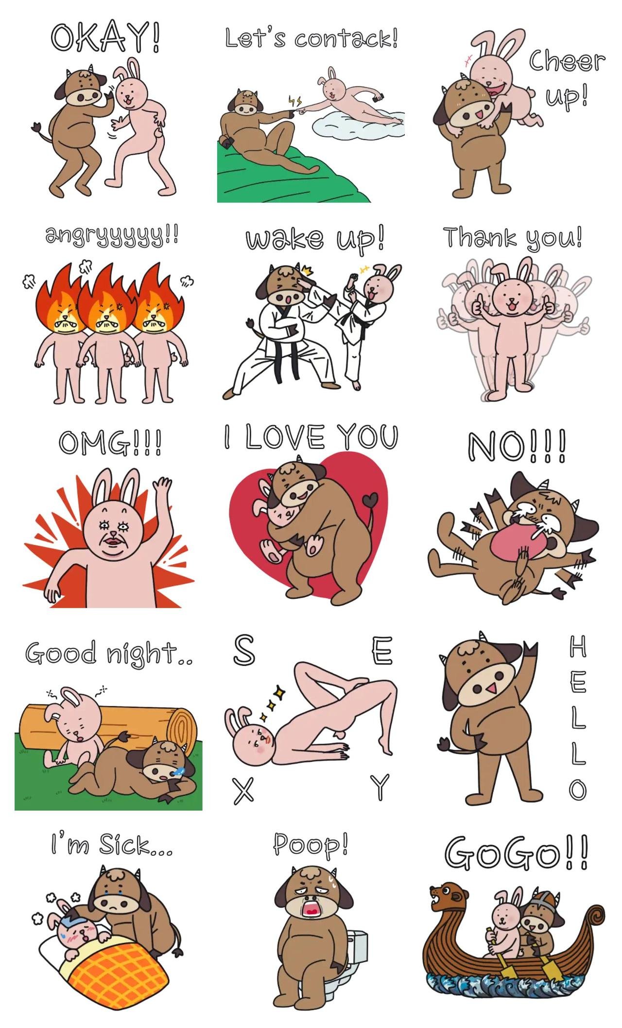 8587 lovely couple Animation/Cartoon,Gag sticker pack for Whatsapp, Telegram, Signal, and others chatting and message apps