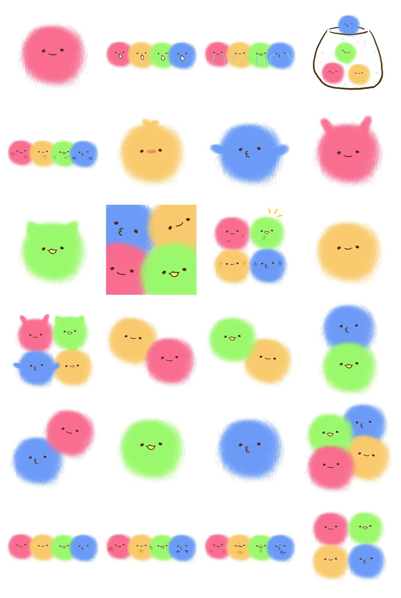 colorful friends jellyz! Food/Drink,emotion sticker pack for Whatsapp, Telegram, Signal, and others chatting and message apps