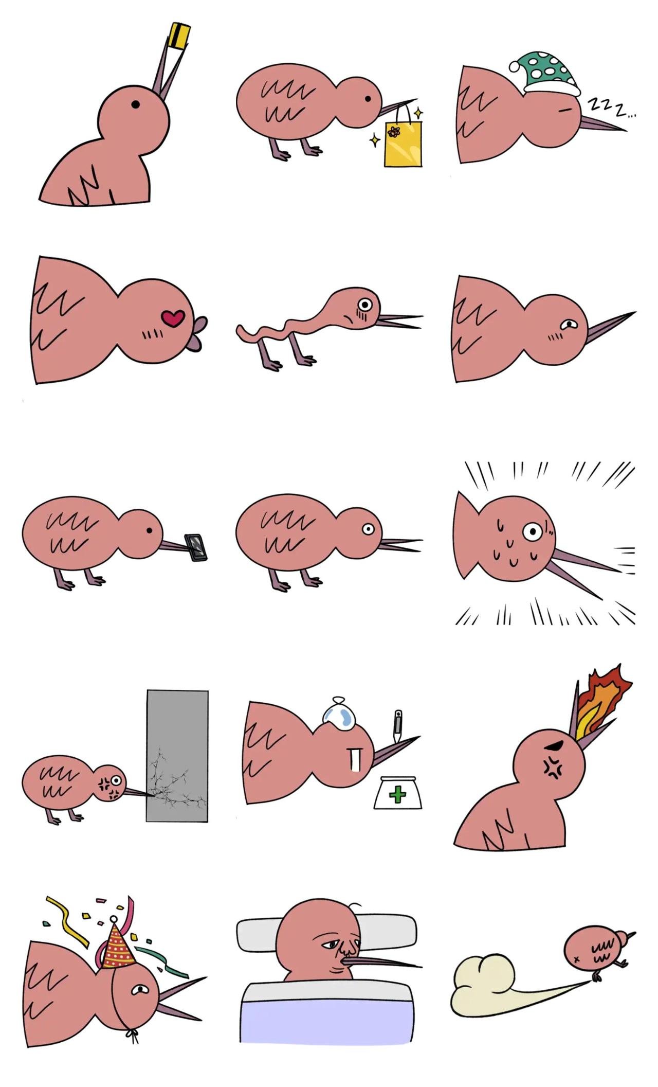 kiwi bird Animation/Cartoon,Etc sticker pack for Whatsapp, Telegram, Signal, and others chatting and message apps