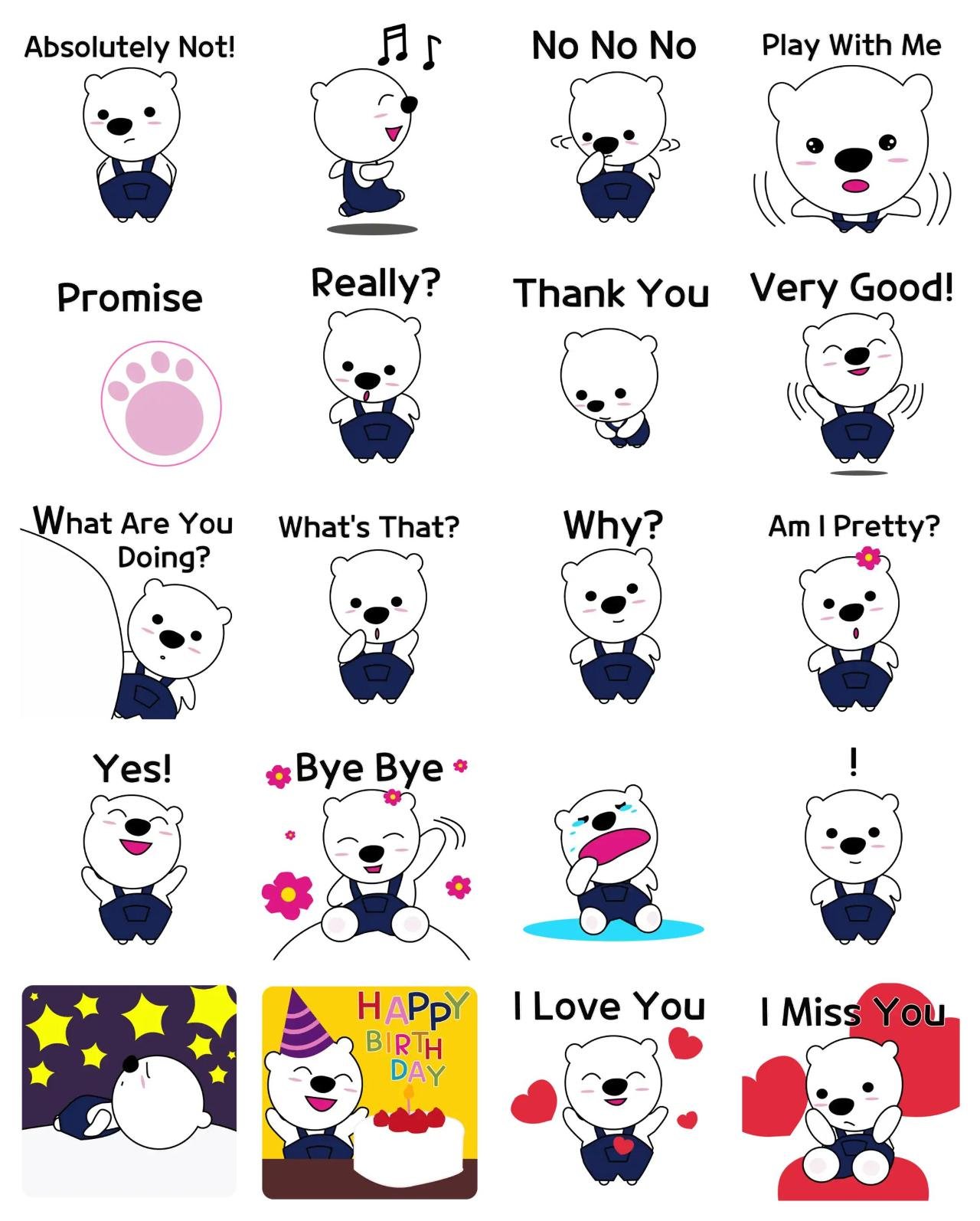 Cute Baby Polar Bear emotion sticker pack for Whatsapp, Telegram, Signal, and others chatting and message apps