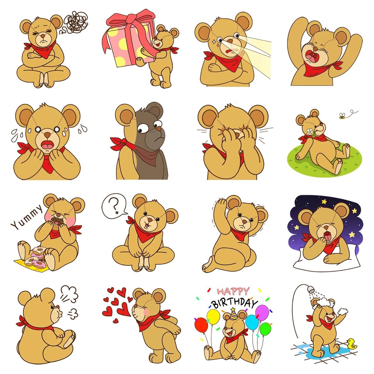 Hello TeddyBear 1 Animation/Cartoon sticker pack for Whatsapp, Telegram, Signal, and others chatting and message apps