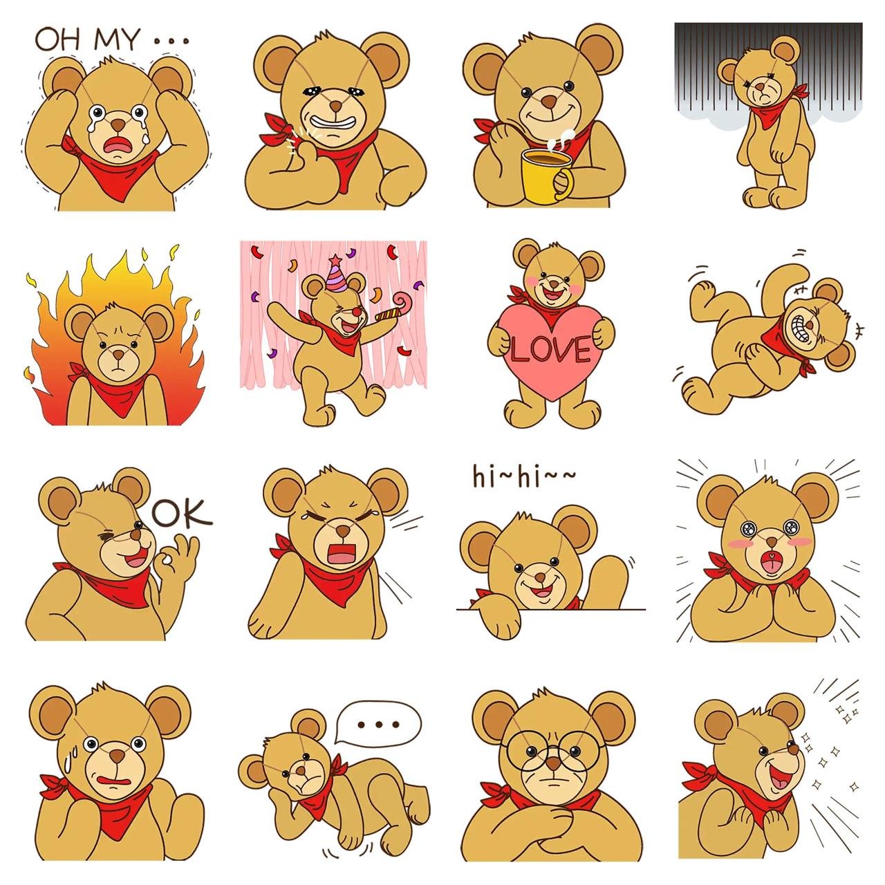 Hello TeddyBear 2 Animation/Cartoon sticker pack for Whatsapp, Telegram, Signal, and others chatting and message apps