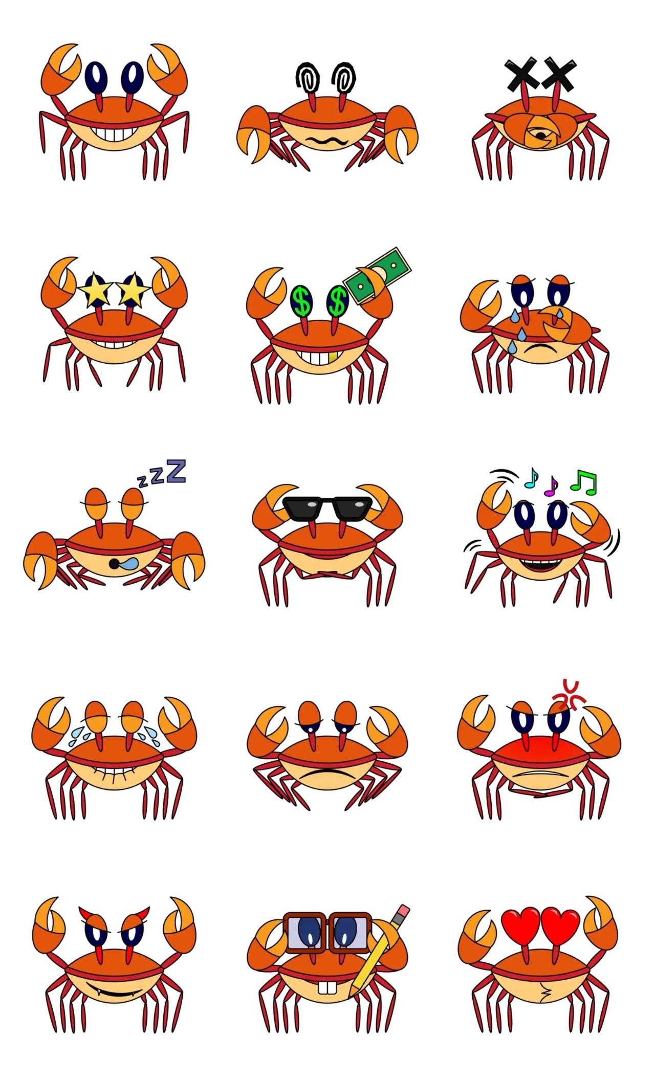 The crabbie Animation/Cartoon,emotion sticker pack for Whatsapp, Telegram, Signal, and others chatting and message apps