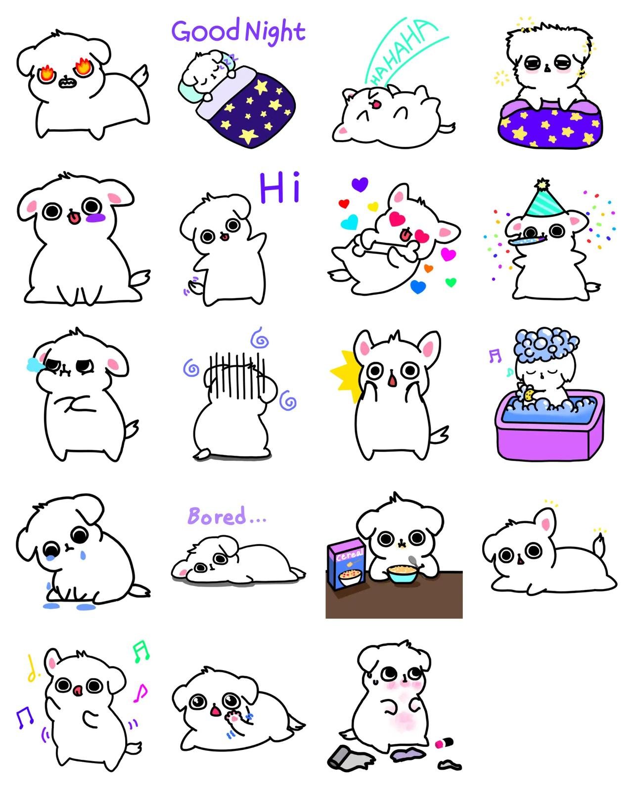 puppyish meongmung emotion sticker pack for Whatsapp, Telegram, Signal, and others chatting and message apps