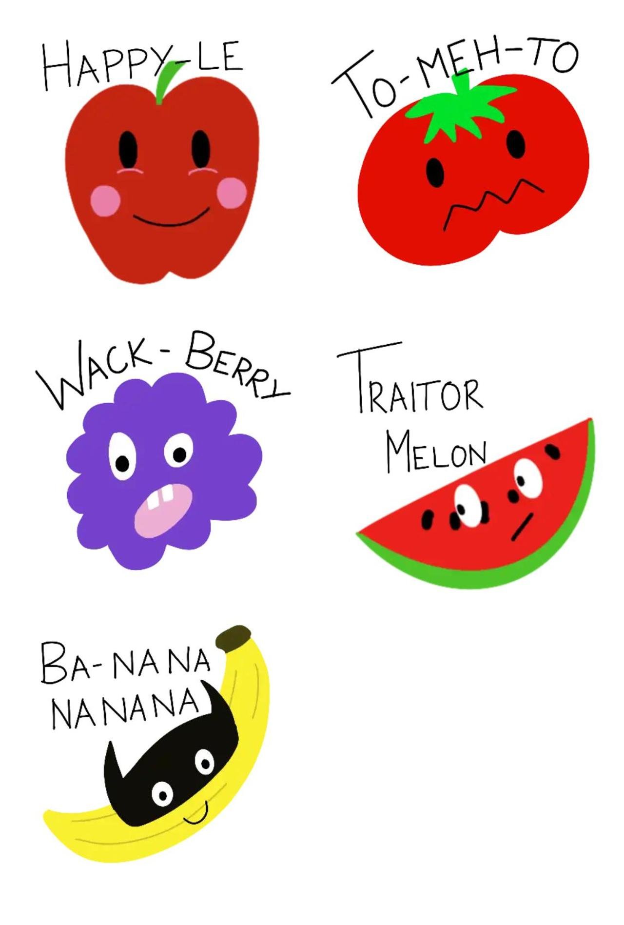 Fruitiessss Animation/Cartoon,Food/Drink sticker pack for Whatsapp, Telegram, Signal, and others chatting and message apps