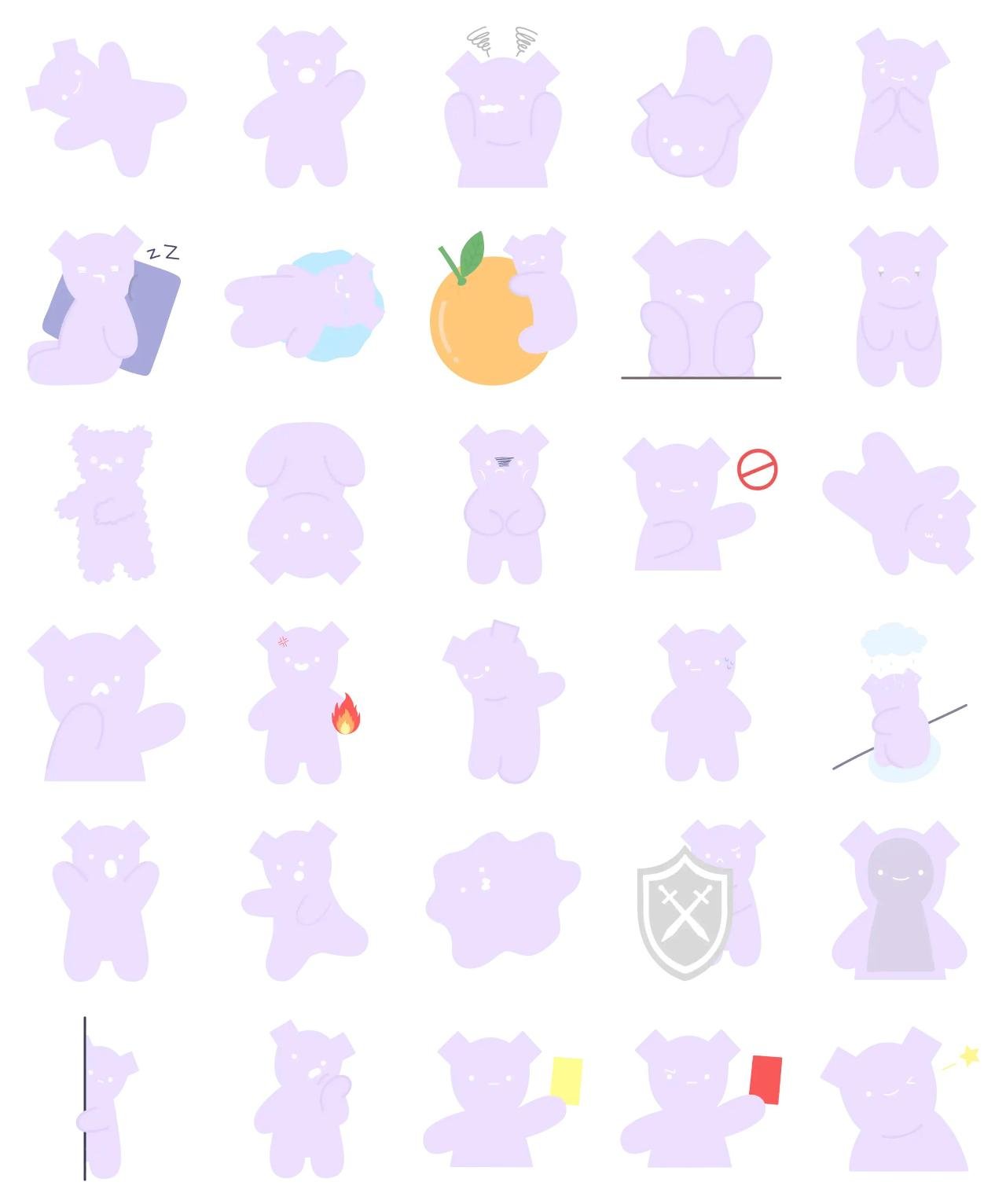 purplee Etc,emotion sticker pack for Whatsapp, Telegram, Signal, and others chatting and message apps