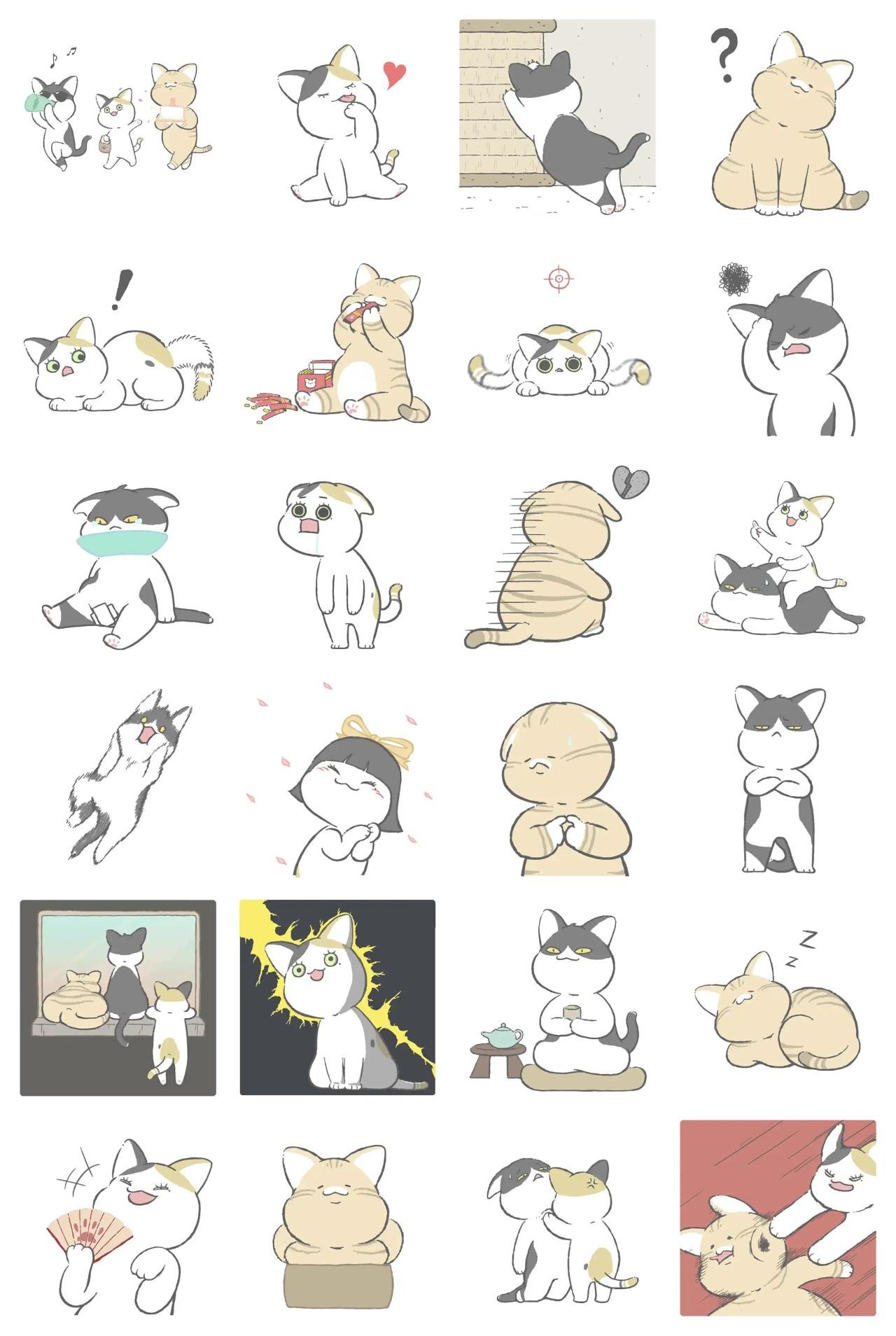 Cat Trio Gag,Romance sticker pack for Whatsapp, Telegram, Signal, and others chatting and message apps