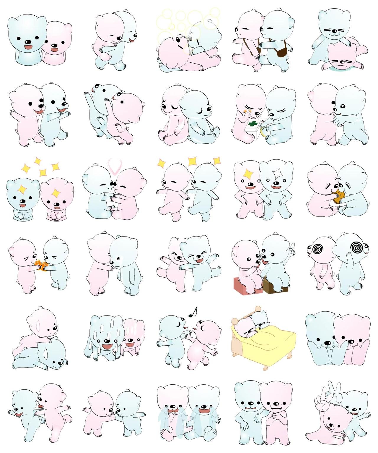 Lovely baby bear couple stills Animation/Cartoon,Animals sticker pack for Whatsapp, Telegram, Signal, and others chatting and message apps