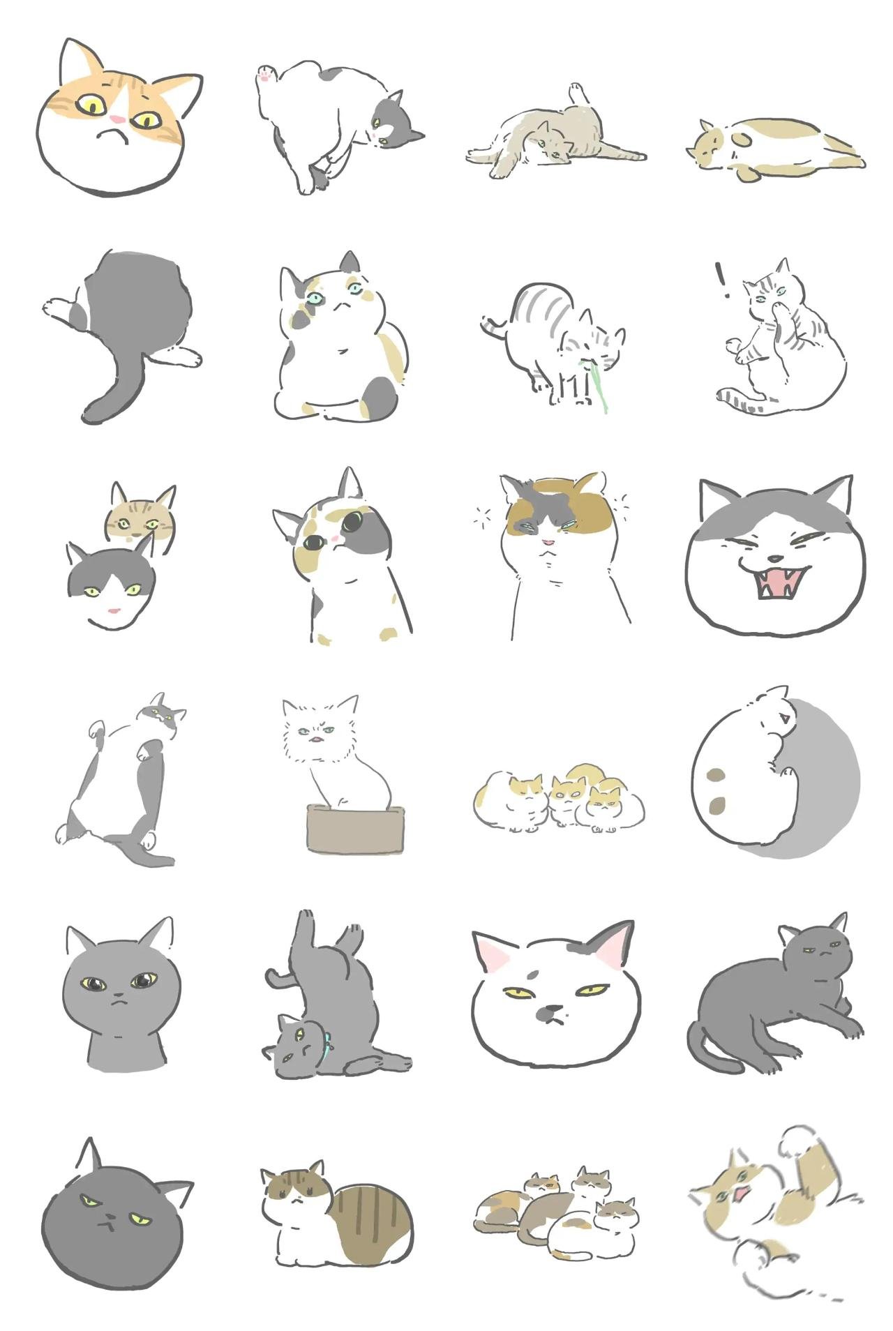 Cat Doodle Gag,emotion sticker pack for Whatsapp, Telegram, Signal, and others chatting and message apps