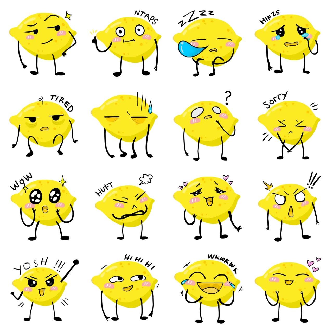 Lemoon Animation/Cartoon,emotion sticker pack for Whatsapp, Telegram, Signal, and others chatting and message apps