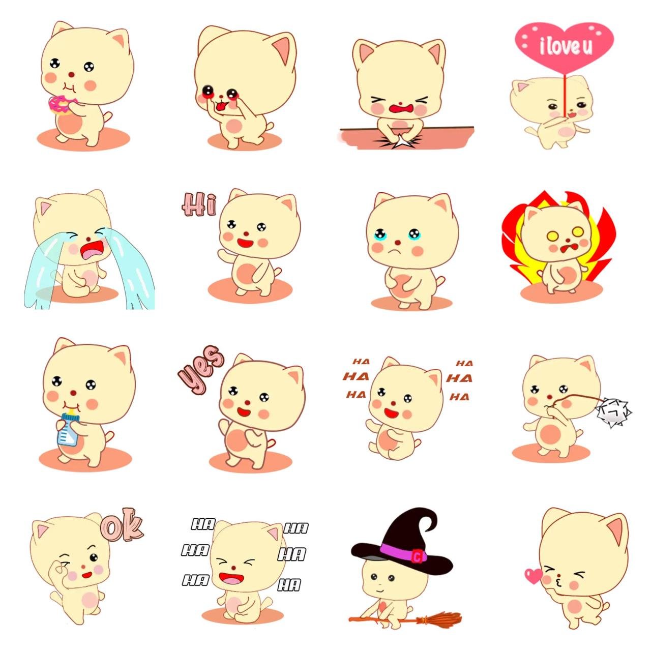 meo cute cat Animation/Cartoon,Romance sticker pack for Whatsapp, Telegram, Signal, and others chatting and message apps