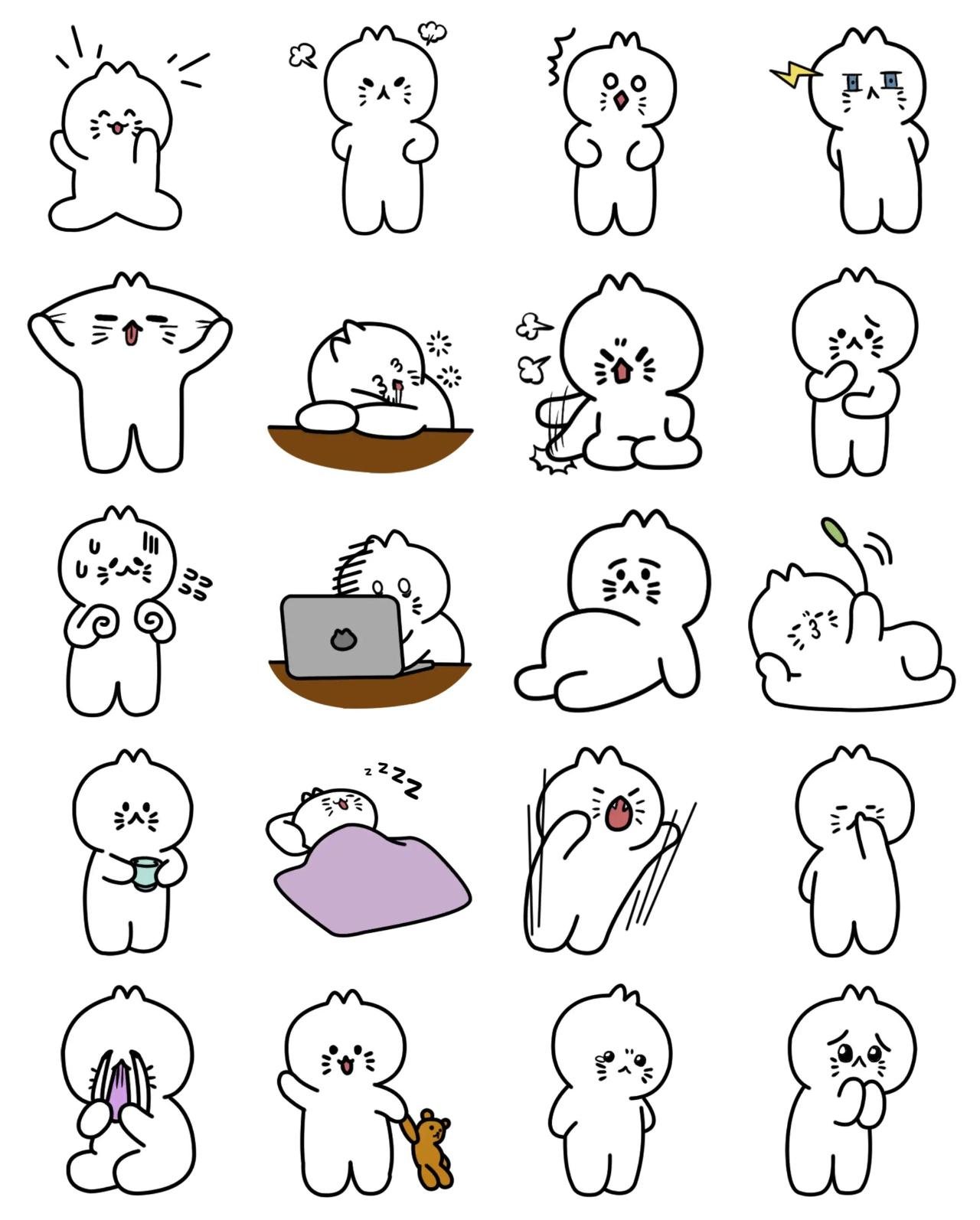 marshmallow cat Animation/Cartoon,Etc sticker pack for Whatsapp, Telegram, Signal, and others chatting and message apps