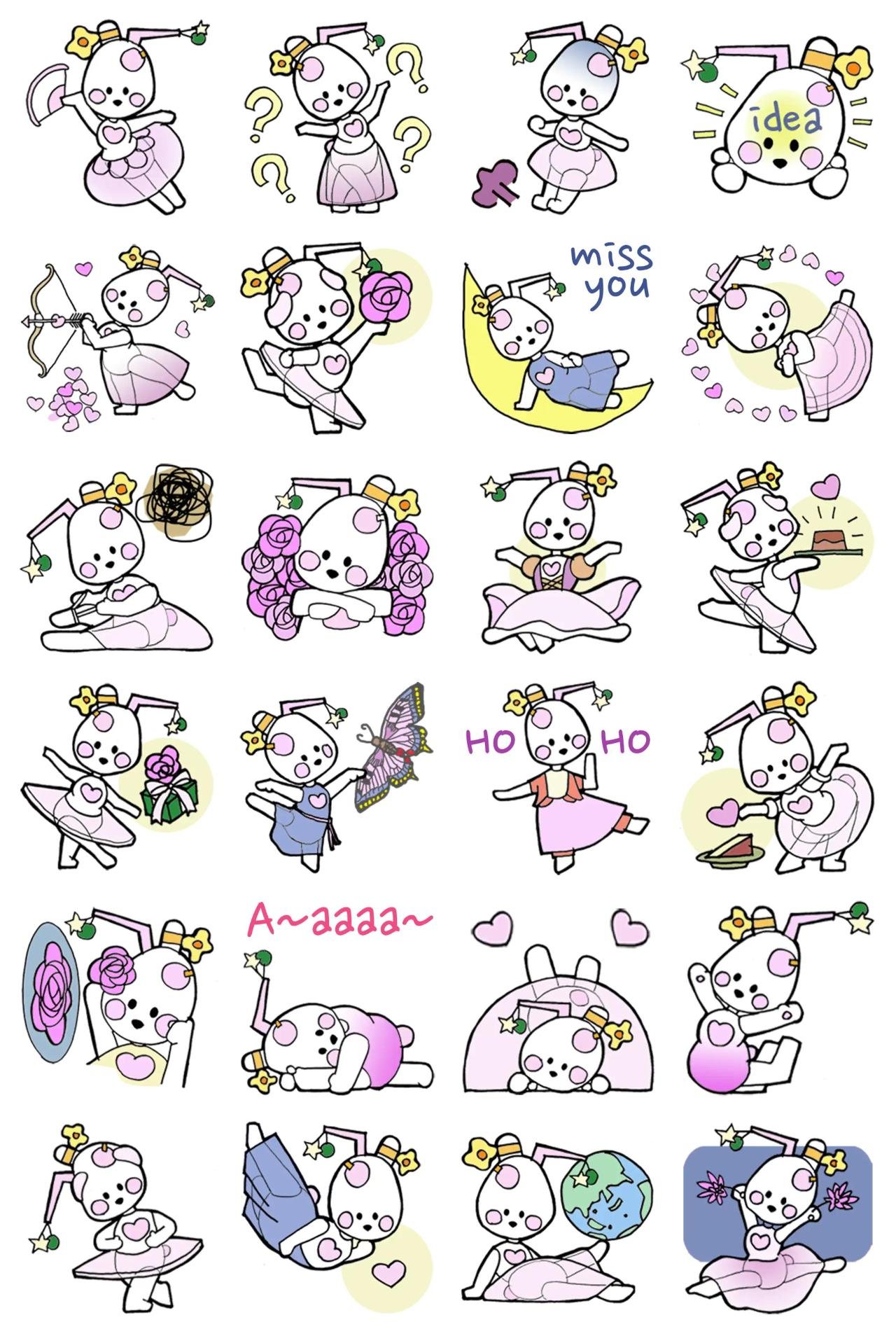 Ballerina Dogsili Animation/Cartoon sticker pack for Whatsapp, Telegram, Signal, and others chatting and message apps