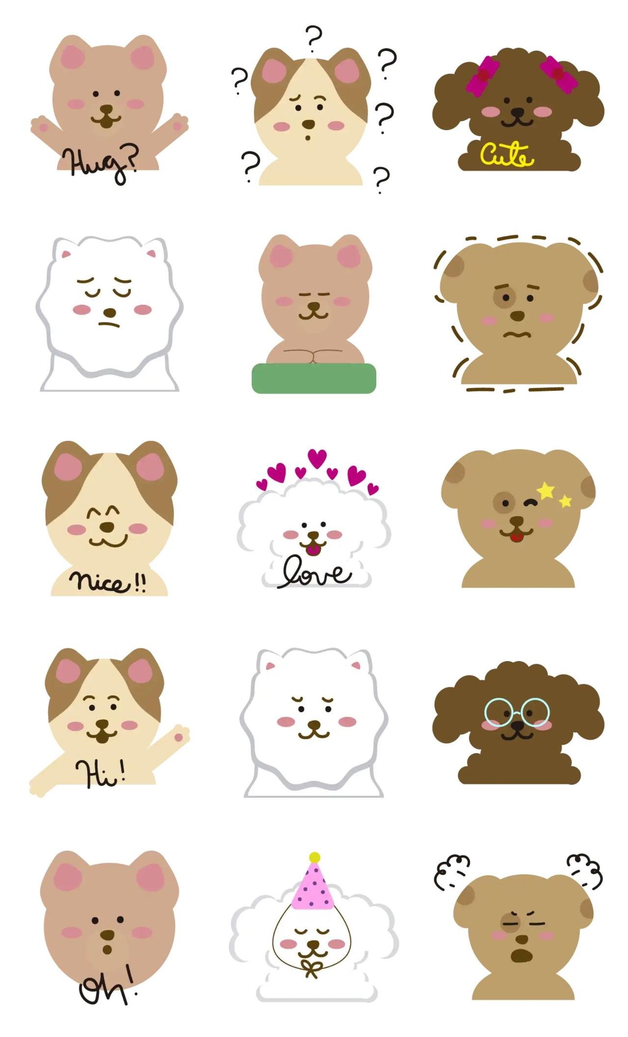 cute dogs - perros lindos Animation/Cartoon sticker pack for Whatsapp, Telegram, Signal, and others chatting and message apps