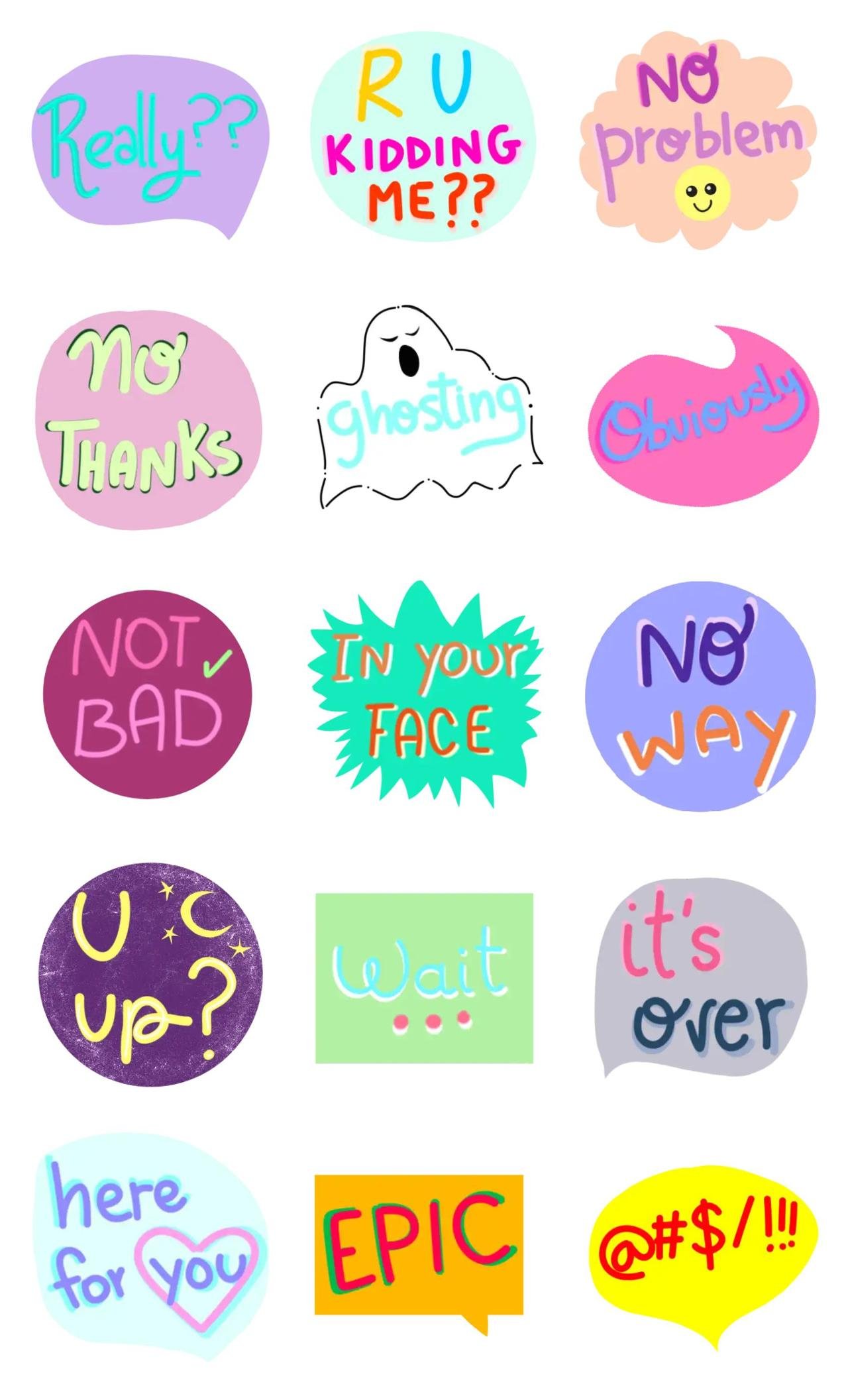 Lettering 2 Phrases sticker pack for Whatsapp, Telegram, Signal, and others chatting and message apps