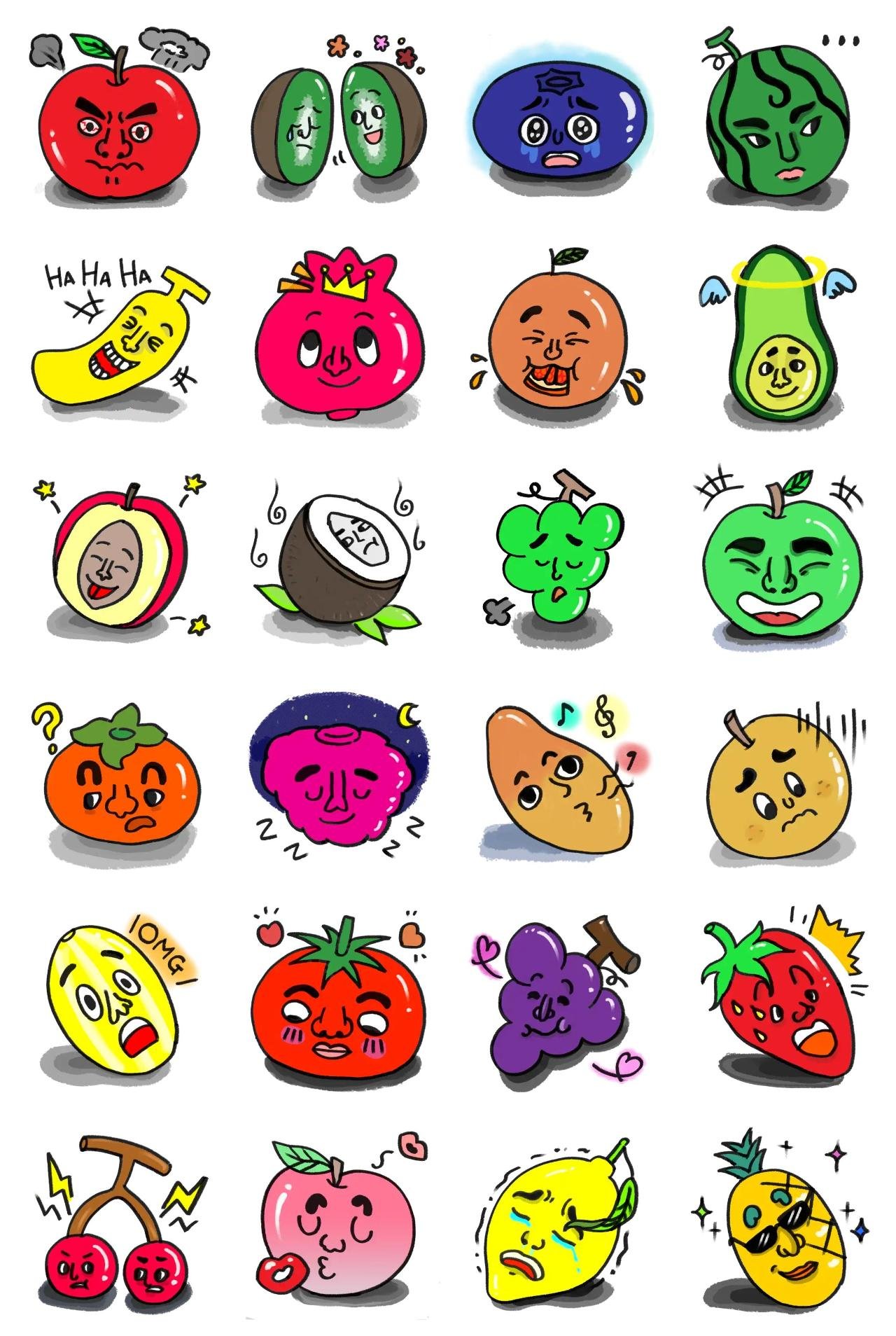 Fruit24 Animation/Cartoon,Fruits/Veges sticker pack for Whatsapp, Telegram, Signal, and others chatting and message apps