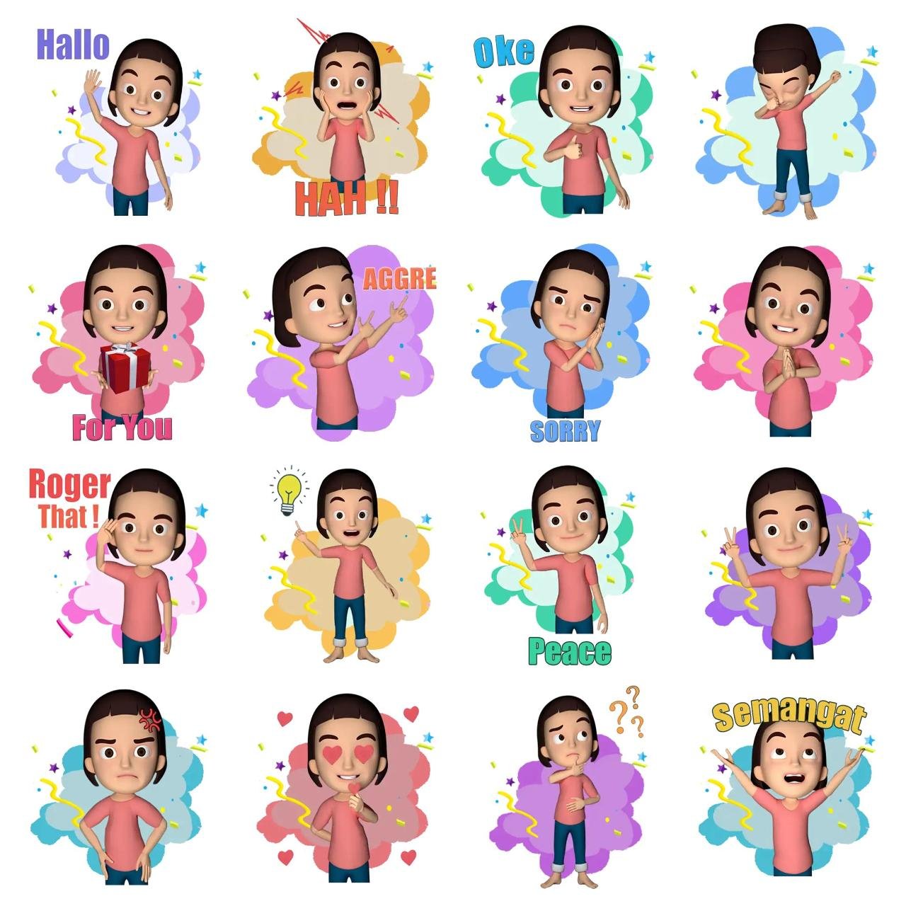 Angela Beautiful Girl Animation/Cartoon,emotion,People,Actions/Situations sticker pack for Whatsapp, Telegram, Signal, and others chatting and message apps