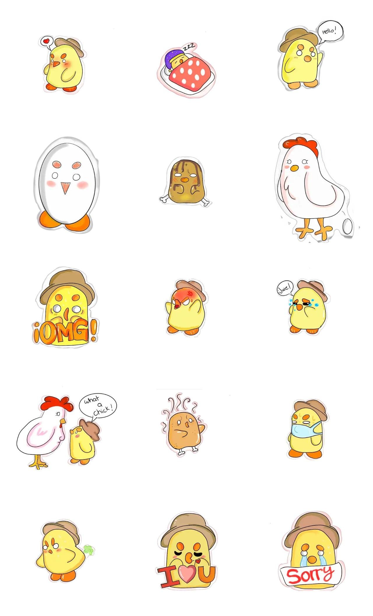 Chicken-O-Chick Friends Animation/Cartoon,Animals,emotion,Imaginations sticker pack for Whatsapp, Telegram, Signal, and others chatting and message apps