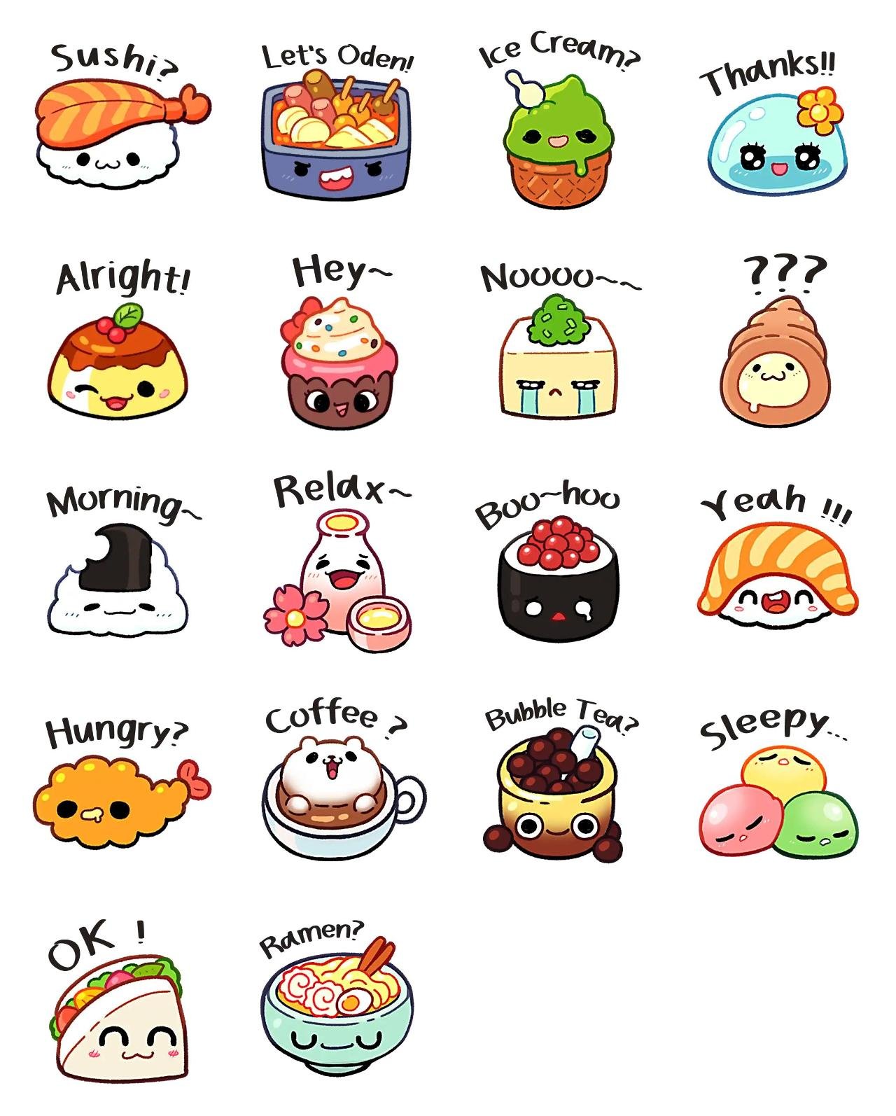 Ebi Sushi and friends Animation/Cartoon,Food/Drink,Foods,Colors,emotion sticker pack for Whatsapp, Telegram, Signal, and others chatting and message apps