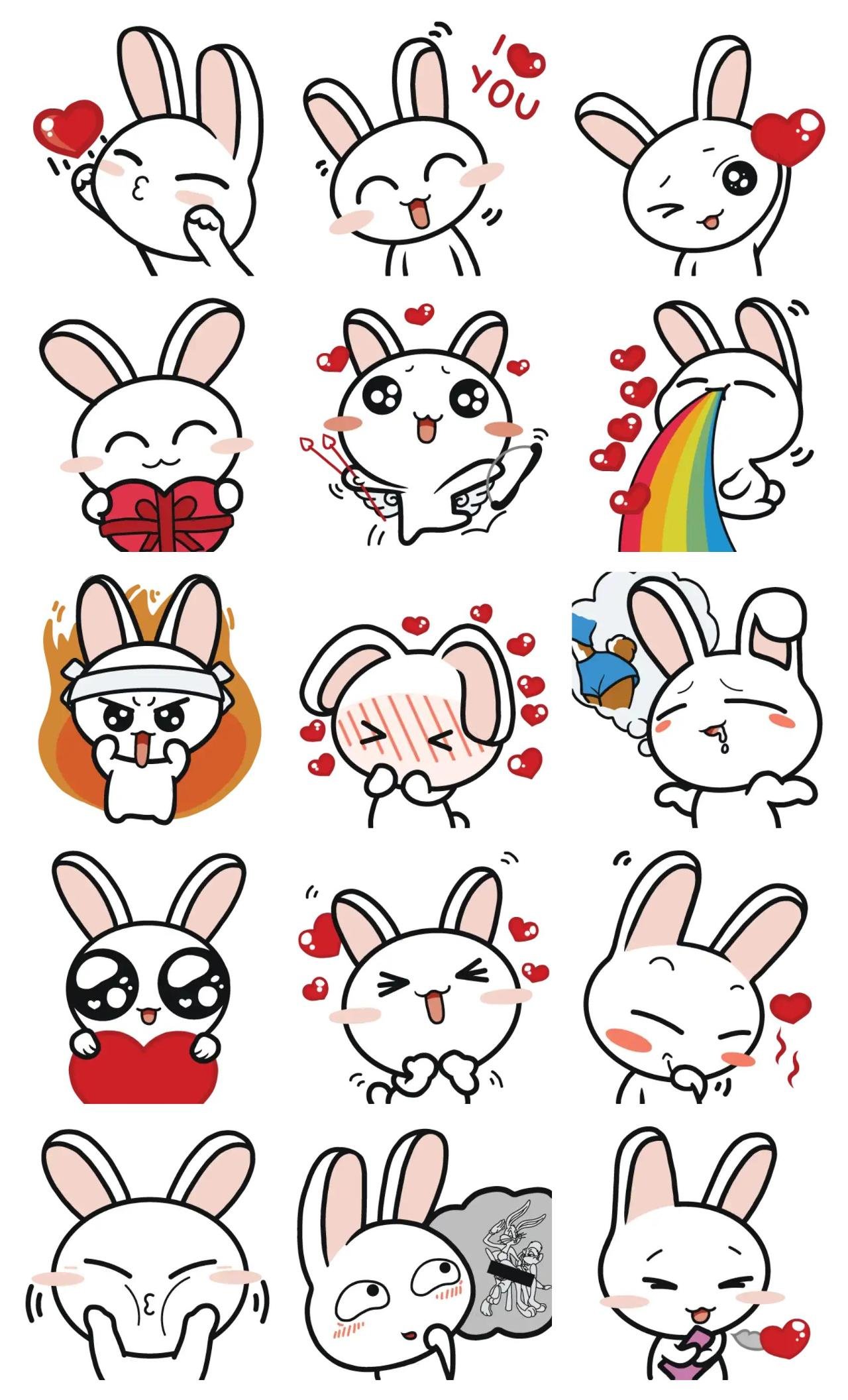 Mr. Bunny in love Animation/Cartoon,Animals sticker pack for Whatsapp, Telegram, Signal, and others chatting and message apps