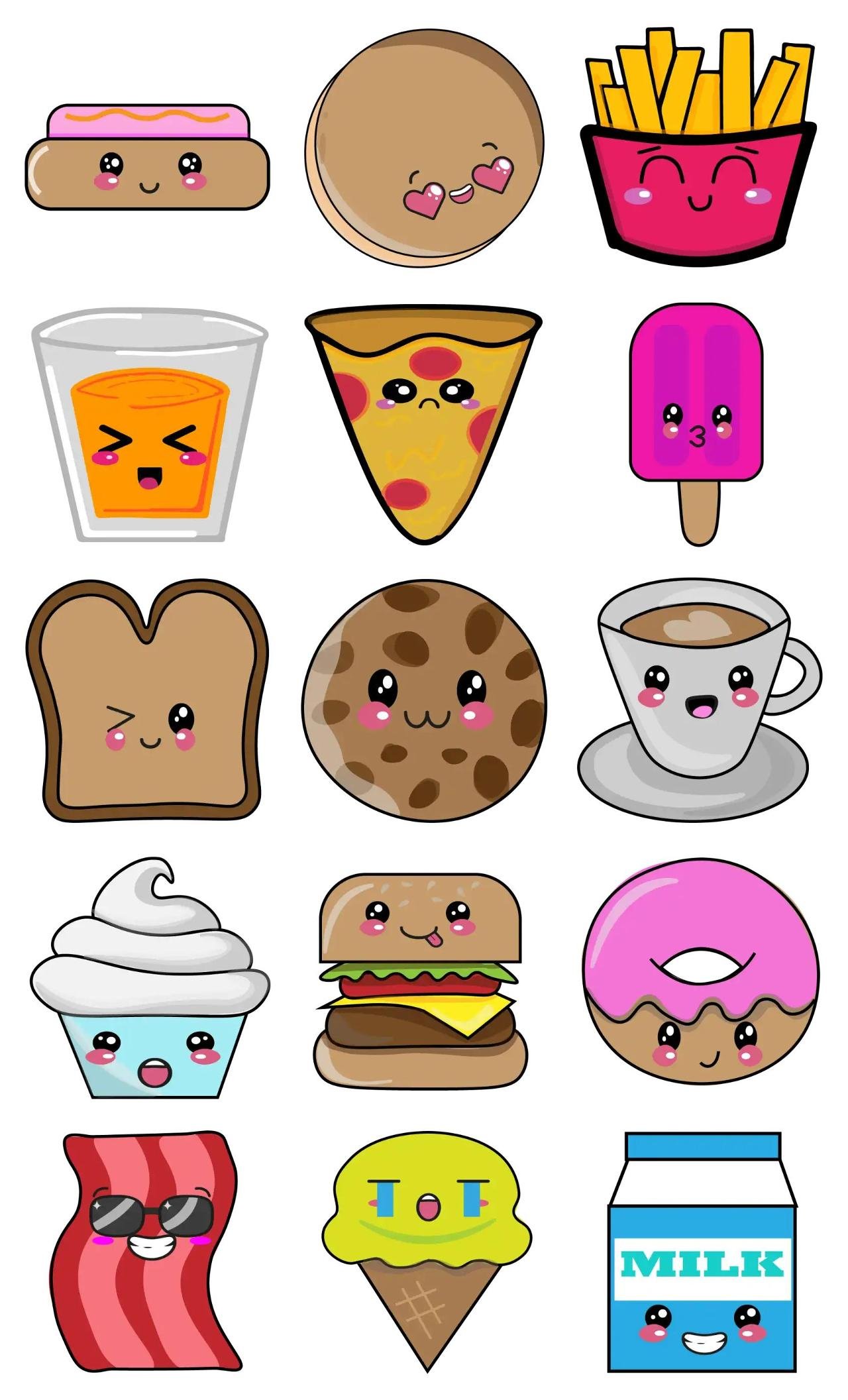 Kawaii Food Animation/Cartoon,emotion,Food/Drink,Colors sticker pack for Whatsapp, Telegram, Signal, and others chatting and message apps