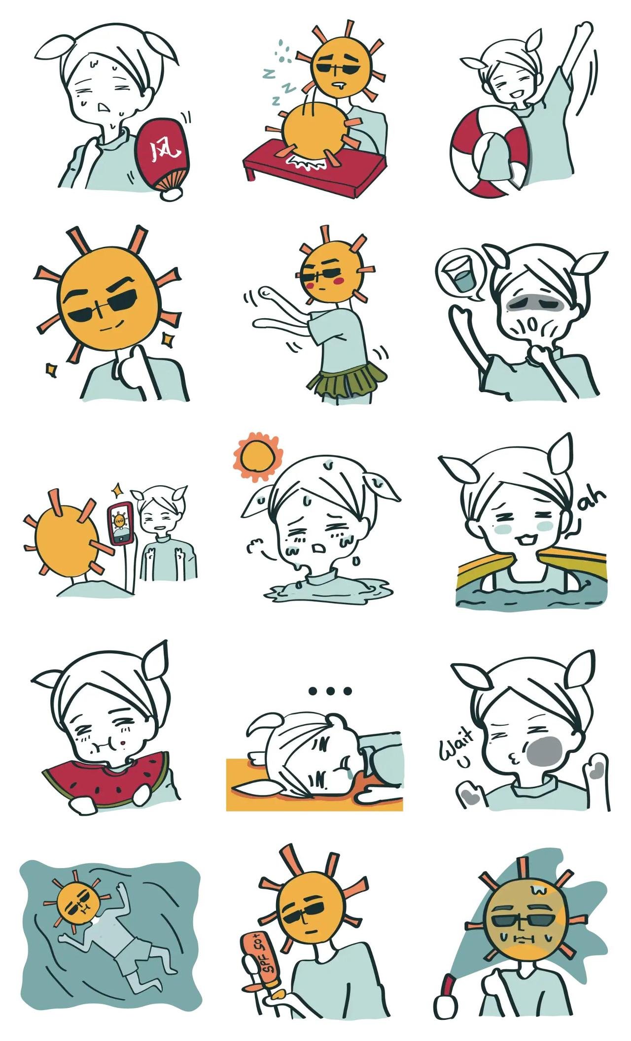 Sunny Day Animation/Cartoon,People,Actions/Situations,emotion,adjective,Gag sticker pack for Whatsapp, Telegram, Signal, and others chatting and message apps