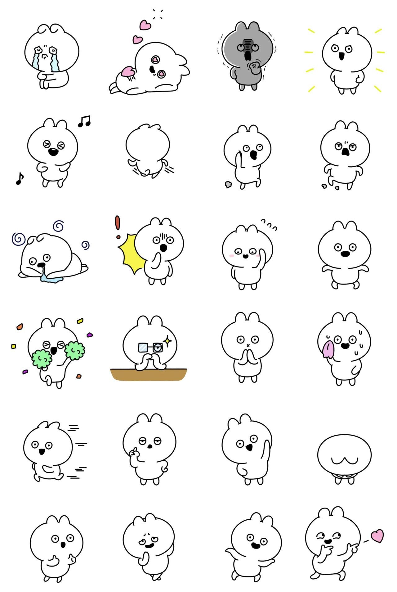 Cute Rabbit Nuni Animals,Animation/Cartoon,emotion sticker pack for Whatsapp, Telegram, Signal, and others chatting and message apps