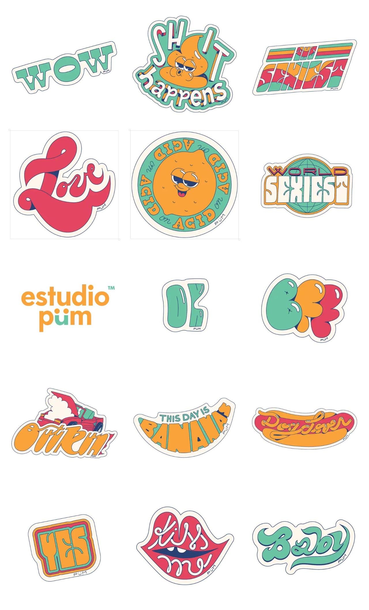 Estudio Pum Sticker Pack Actions/Situations,Etc,Phrases,emotion sticker pack for Whatsapp, Telegram, Signal, and others chatting and message apps