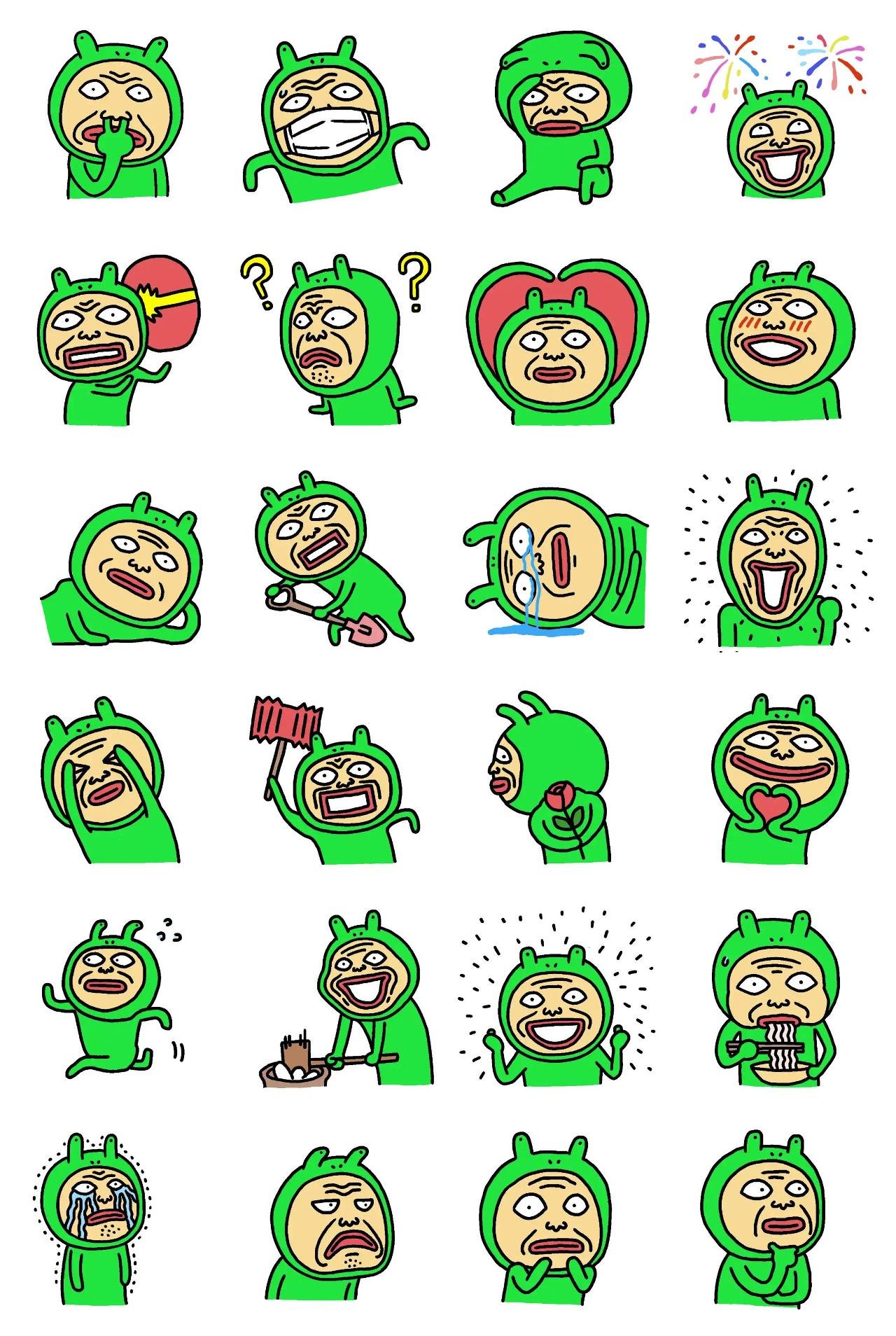 expression frog ver.2 Animation/Cartoon,Gag sticker pack for Whatsapp, Telegram, Signal, and others chatting and message apps
