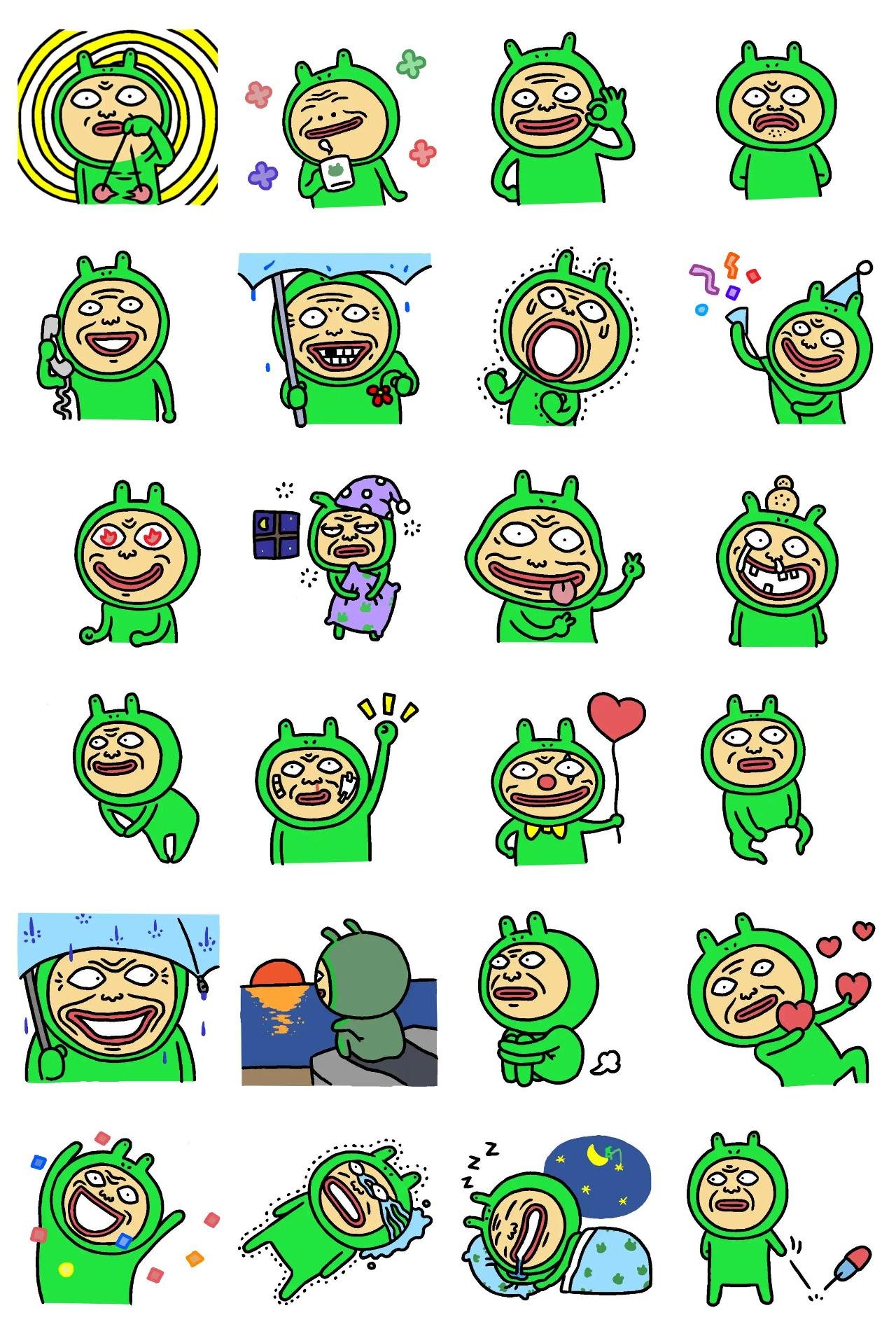 Expression Frog 3 Animation/Cartoon,Gag,Etc,Animals sticker pack for Whatsapp, Telegram, Signal, and others chatting and message apps