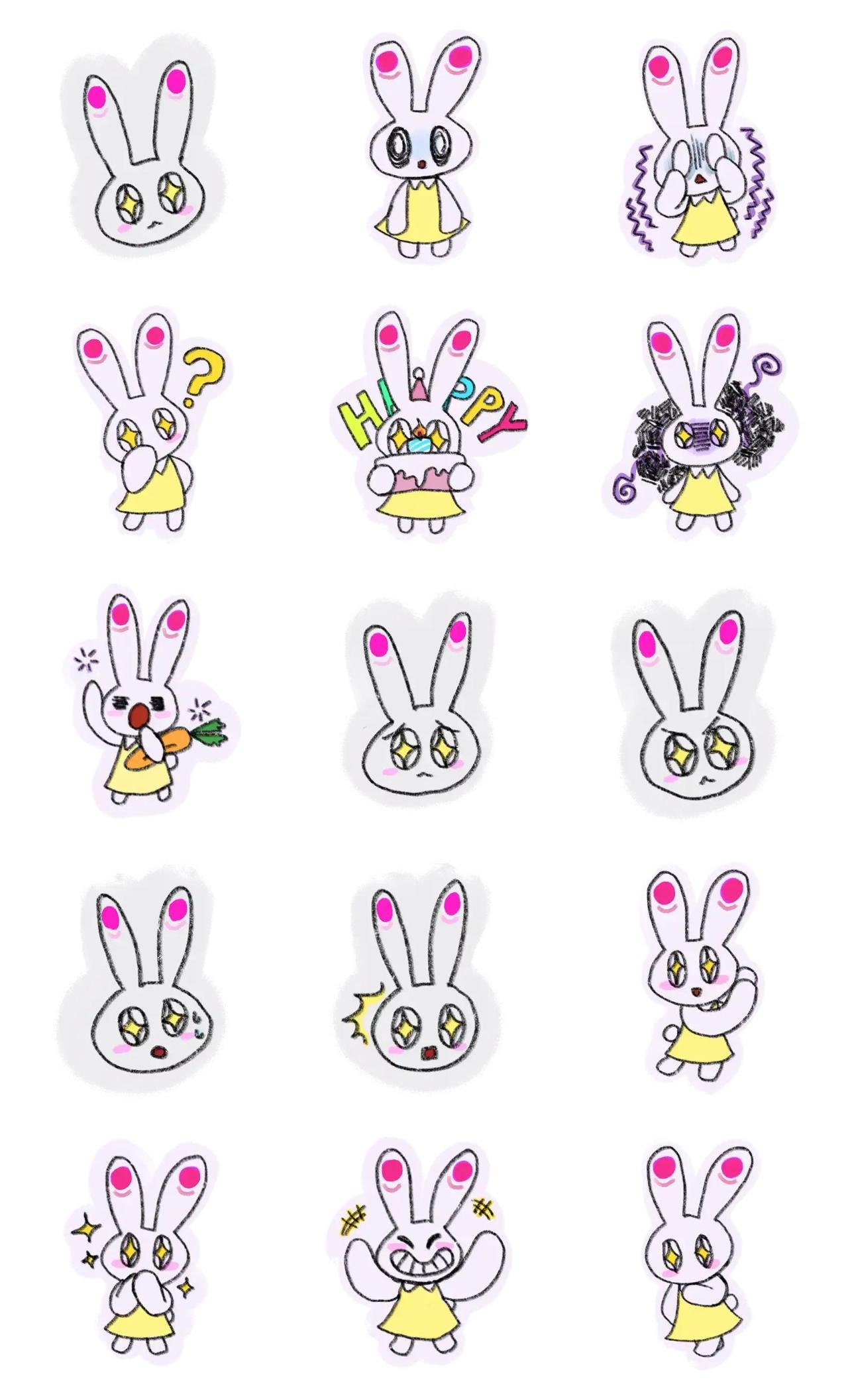 RabbitRabbit Animation/Cartoon,Animals,emotion sticker pack for Whatsapp, Telegram, Signal, and others chatting and message apps