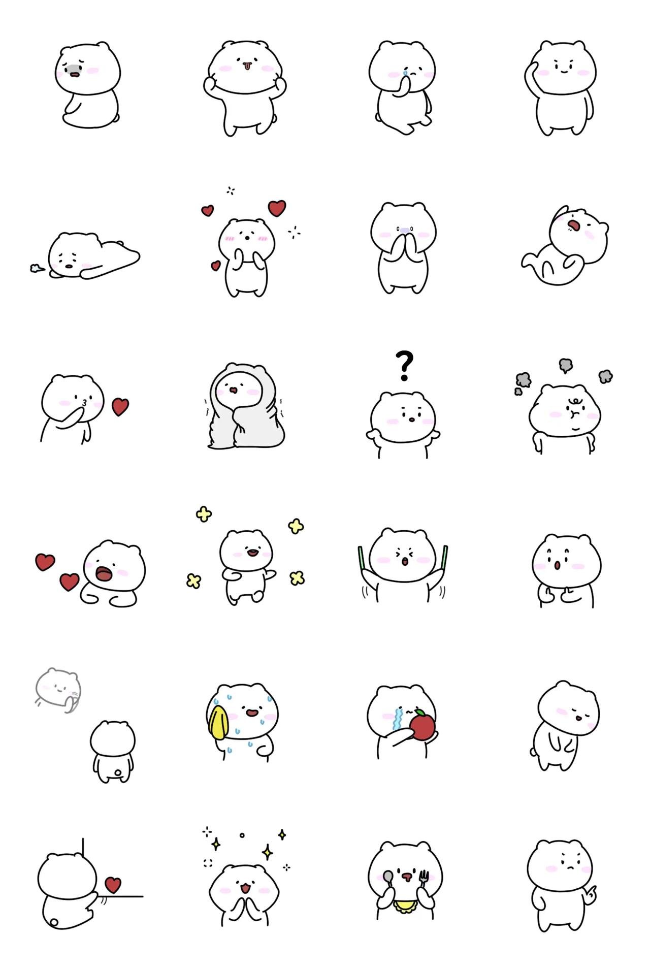 Cute White Bear Animation/Cartoon,Animals,emotion sticker pack for Whatsapp, Telegram, Signal, and others chatting and message apps