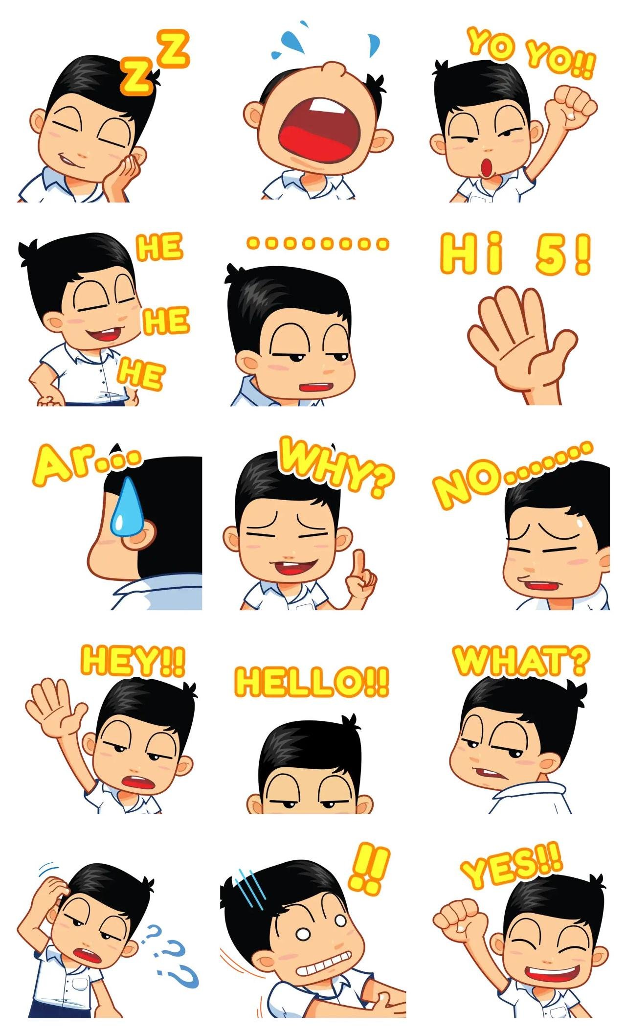 DumDum Boy Animation/Cartoon,People,Gag,emotion sticker pack for Whatsapp, Telegram, Signal, and others chatting and message apps