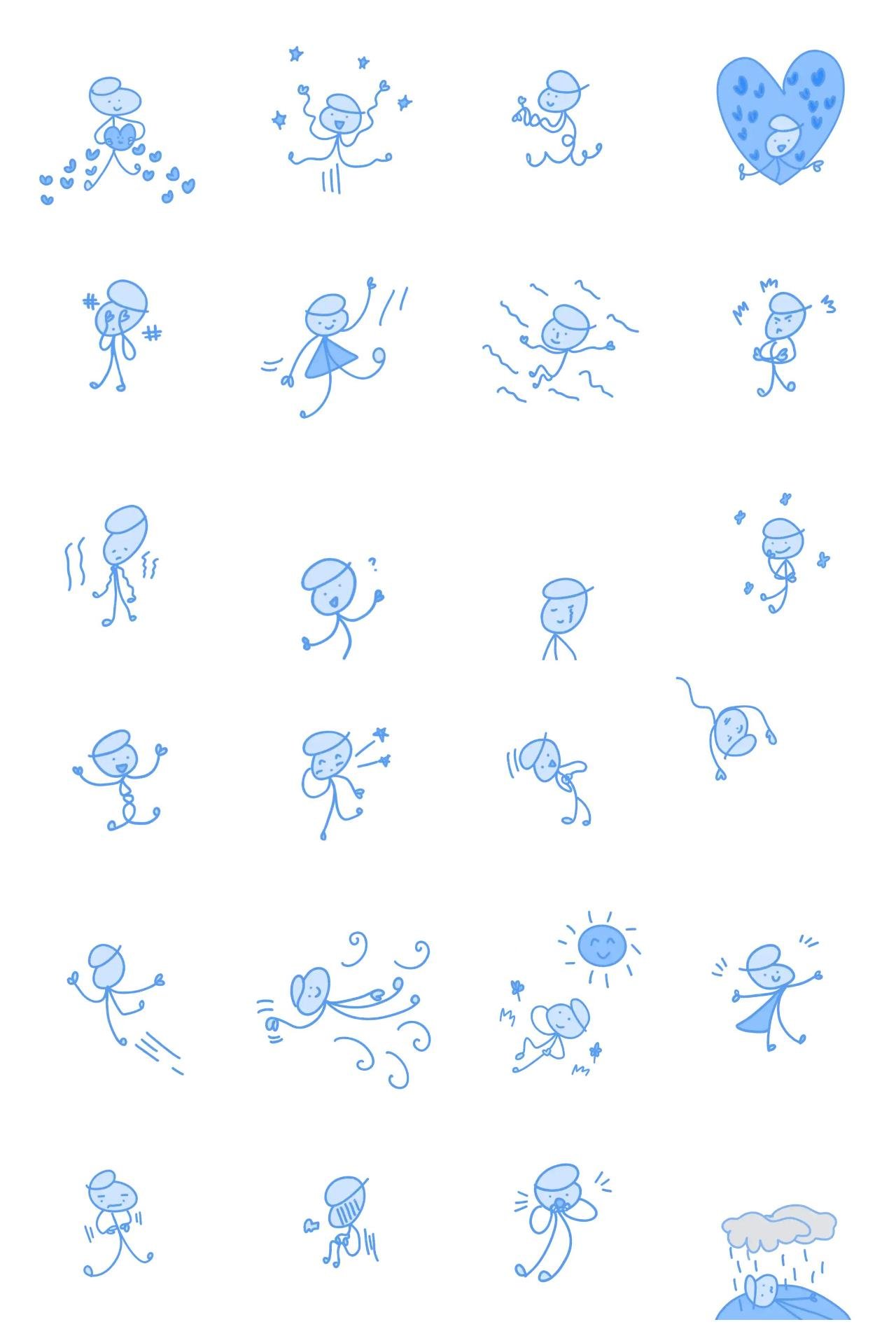 Blue thread fairy , pulun Animation/Cartoon,Animals,Gag,Actions/Situations,Etc,Objects,Culture,Colors,emotion,adjective sticker pack for Whatsapp, Telegram, Signal, and others chatting and message apps