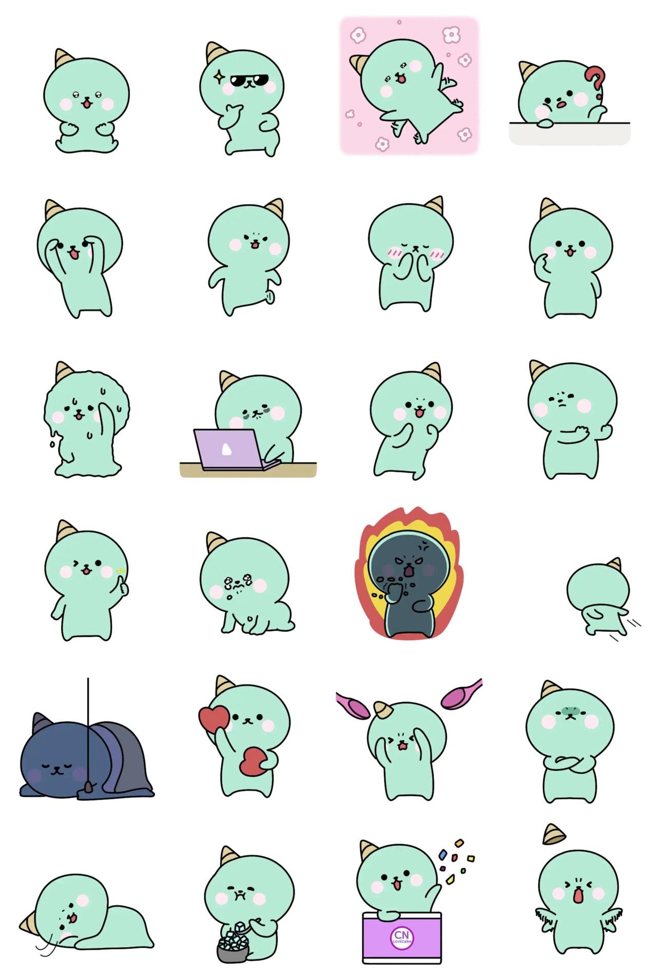 Cute Cone Animation/Cartoon,emotion,Foods sticker pack for Whatsapp, Telegram, Signal, and others chatting and message apps