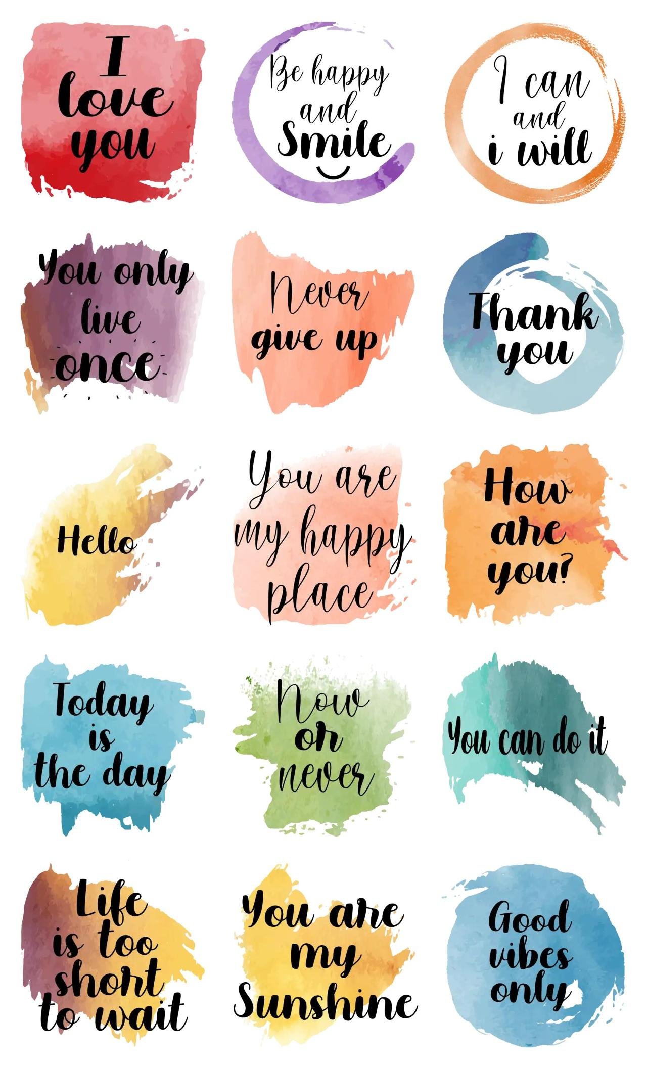 Watercolor phrases Phrases,Romance,Actions/Situations,Colors,emotion,People sticker pack for Whatsapp, Telegram, Signal, and others chatting and message apps