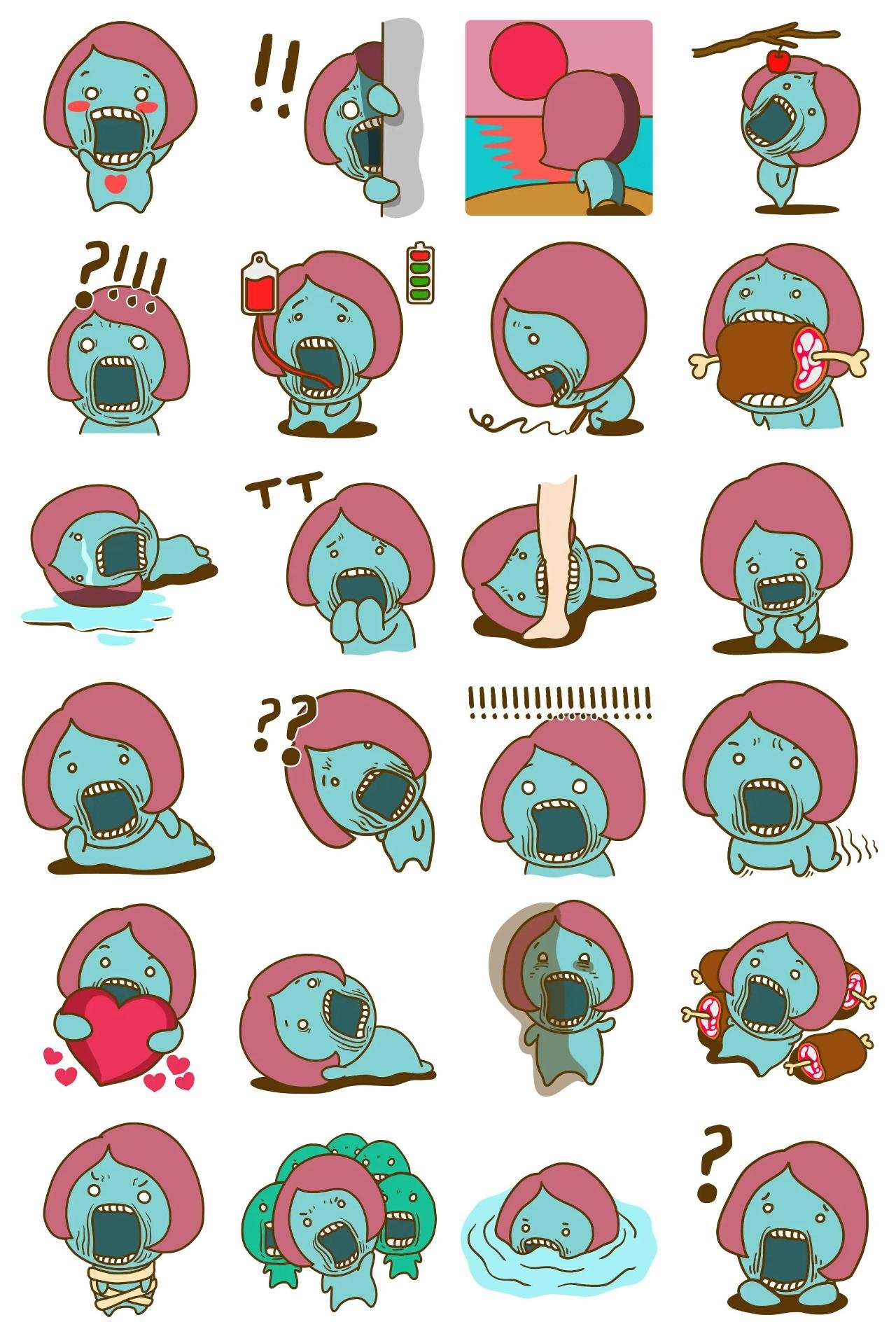 Cute zombie 'ZOMSUNI' Animation/Cartoon,Halloween,People,Colors,emotion,Etc,Gag,Culture sticker pack for Whatsapp, Telegram, Signal, and others chatting and message apps