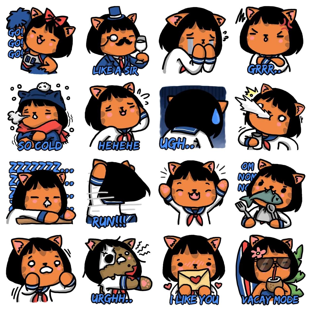 Kit E Kat Animation/Cartoon,Animals,People sticker pack for Whatsapp, Telegram, Signal, and others chatting and message apps