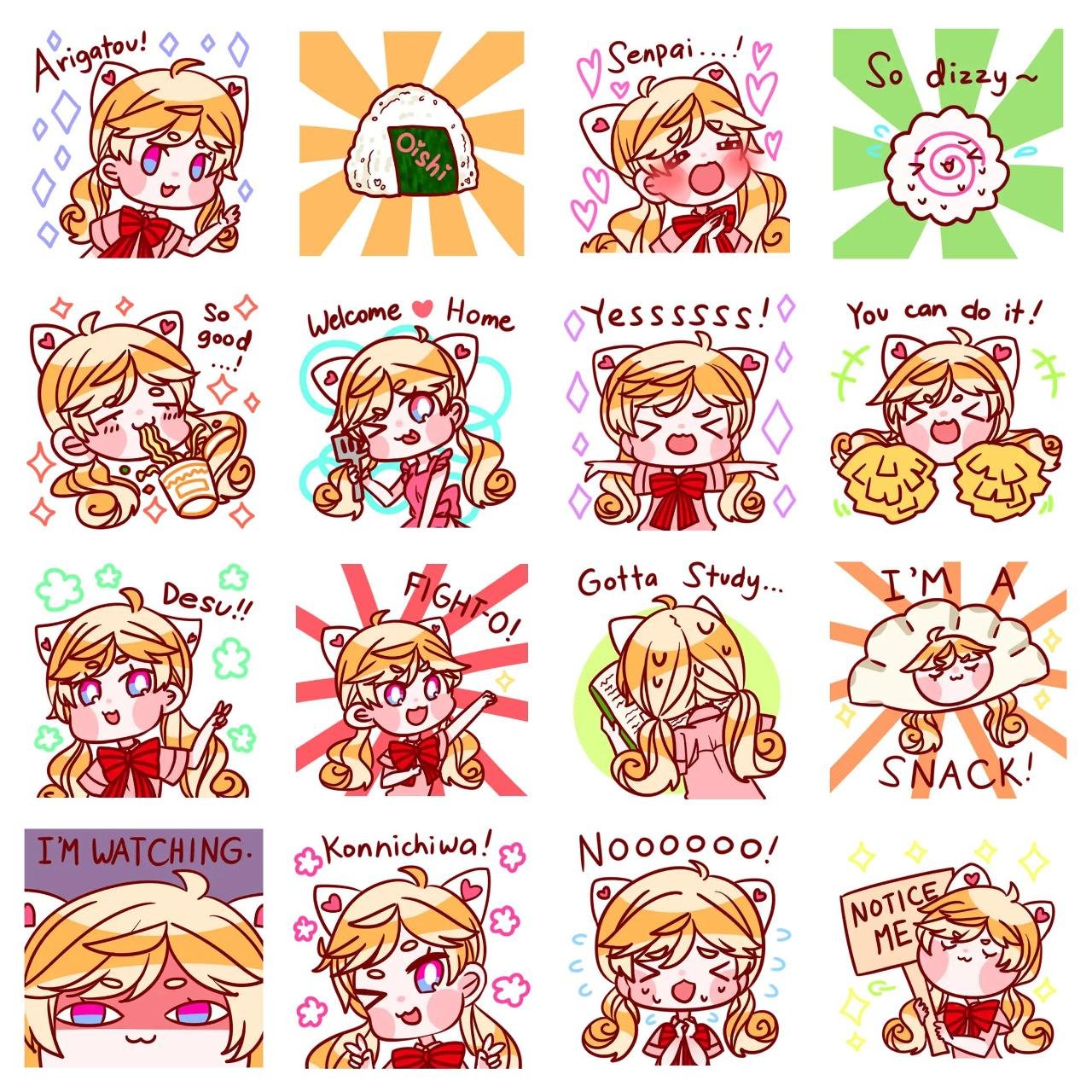 Weeb Girl Animation/Cartoon,People sticker pack for Whatsapp, Telegram, Signal, and others chatting and message apps