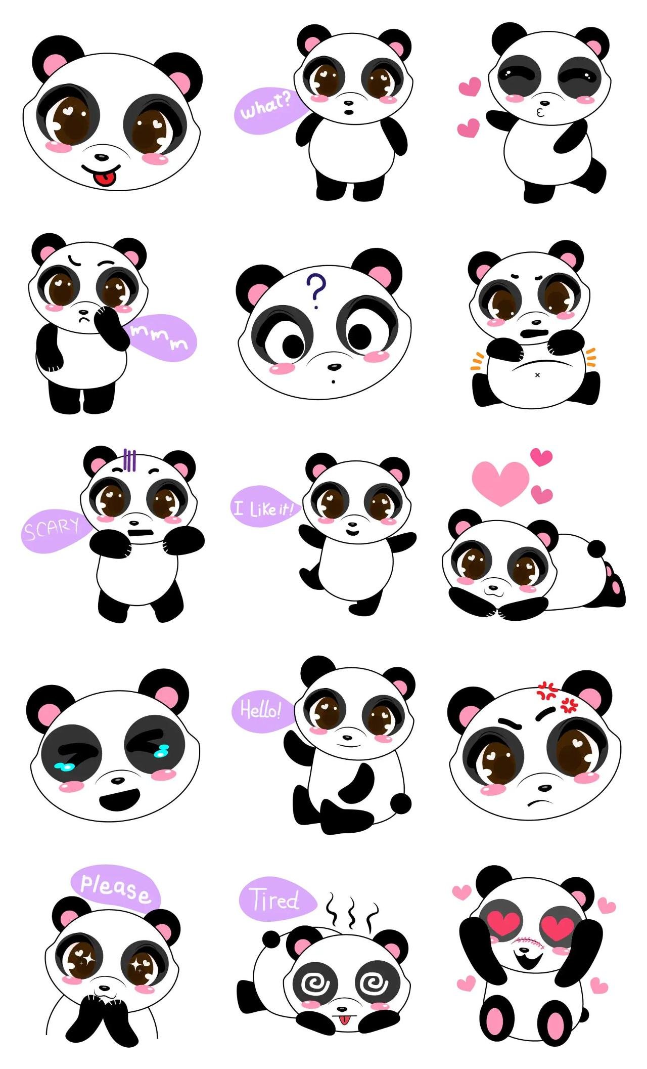 Panda Animation/Cartoon,Animals,Romance,Phrases,Actions/Situations,emotion sticker pack for Whatsapp, Telegram, Signal, and others chatting and message apps