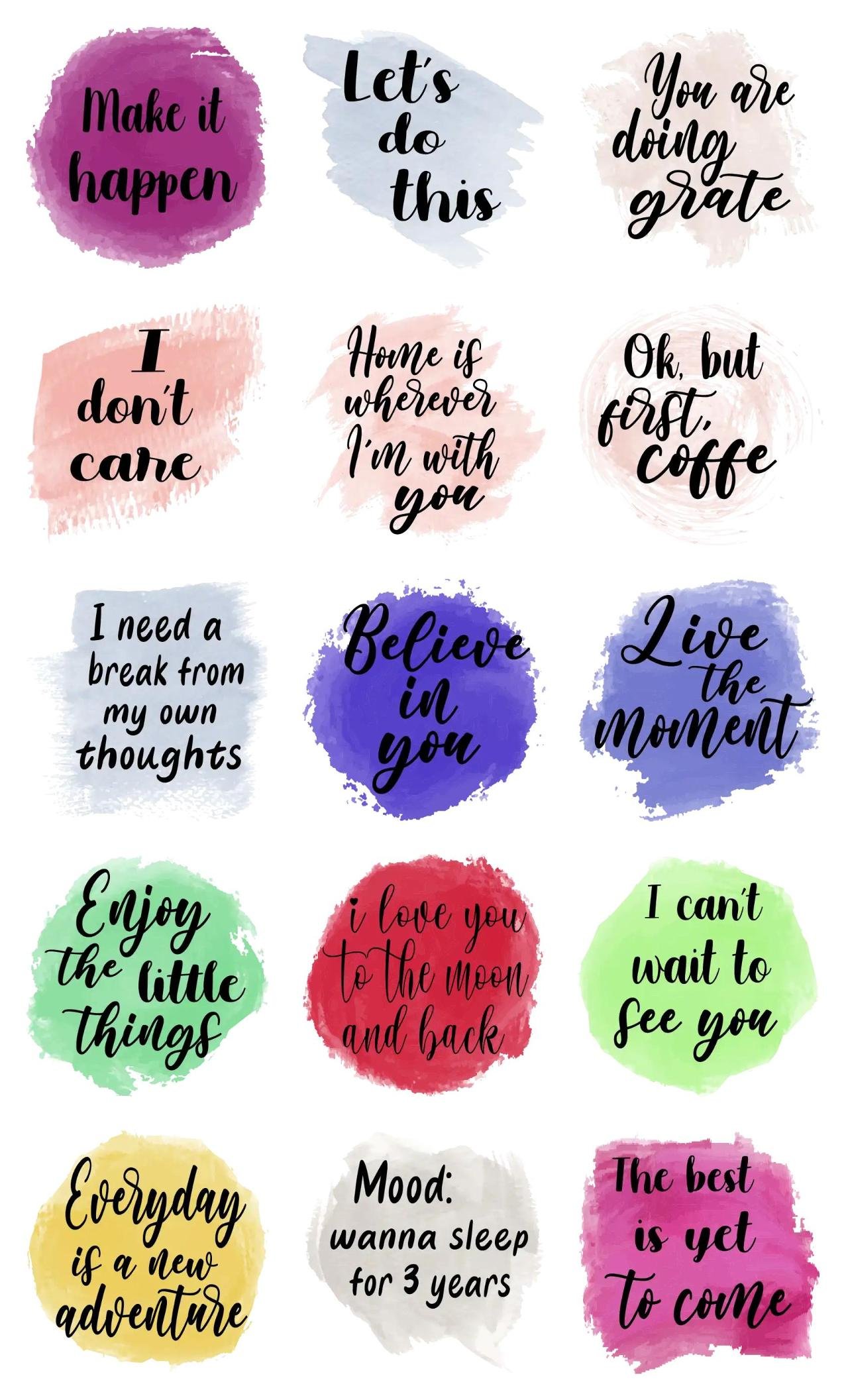 Watercolor phrases 2 Romance,Phrases,People,Actions/Situations,Colors,emotion sticker pack for Whatsapp, Telegram, Signal, and others chatting and message apps